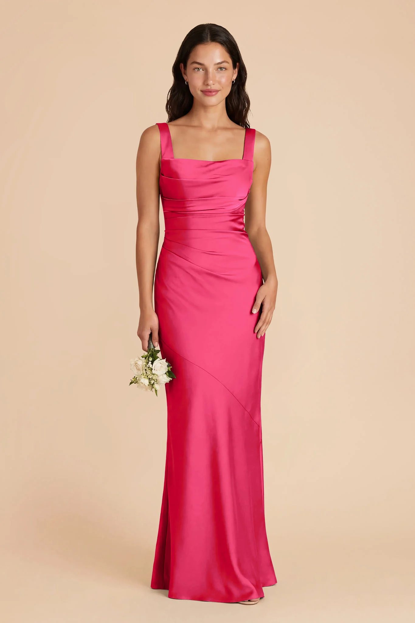 Jennie Matte Satin Dress - Fuchsia