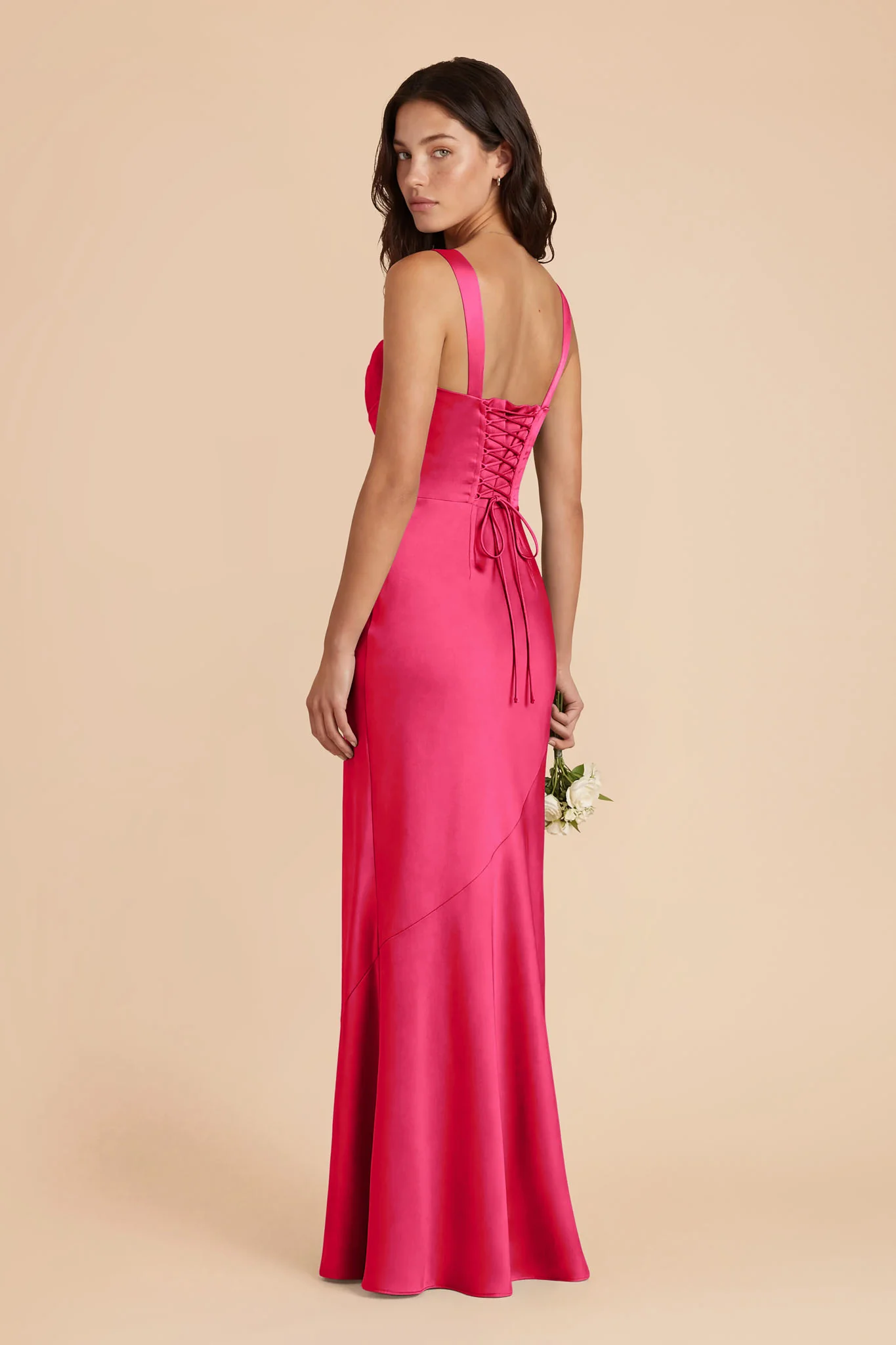 Jennie Matte Satin Dress - Fuchsia - Image 3