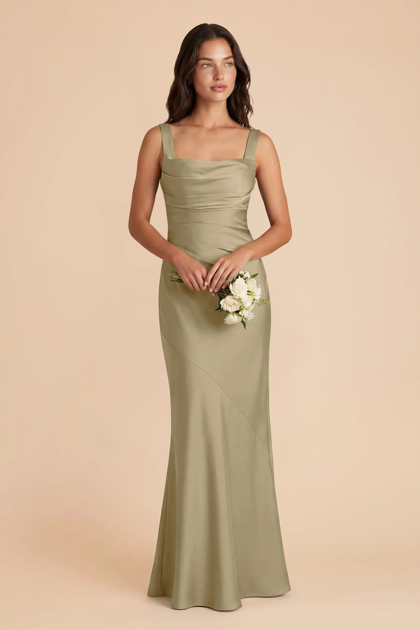 Jennie Matte Satin Dress - Moss Green - Image 2