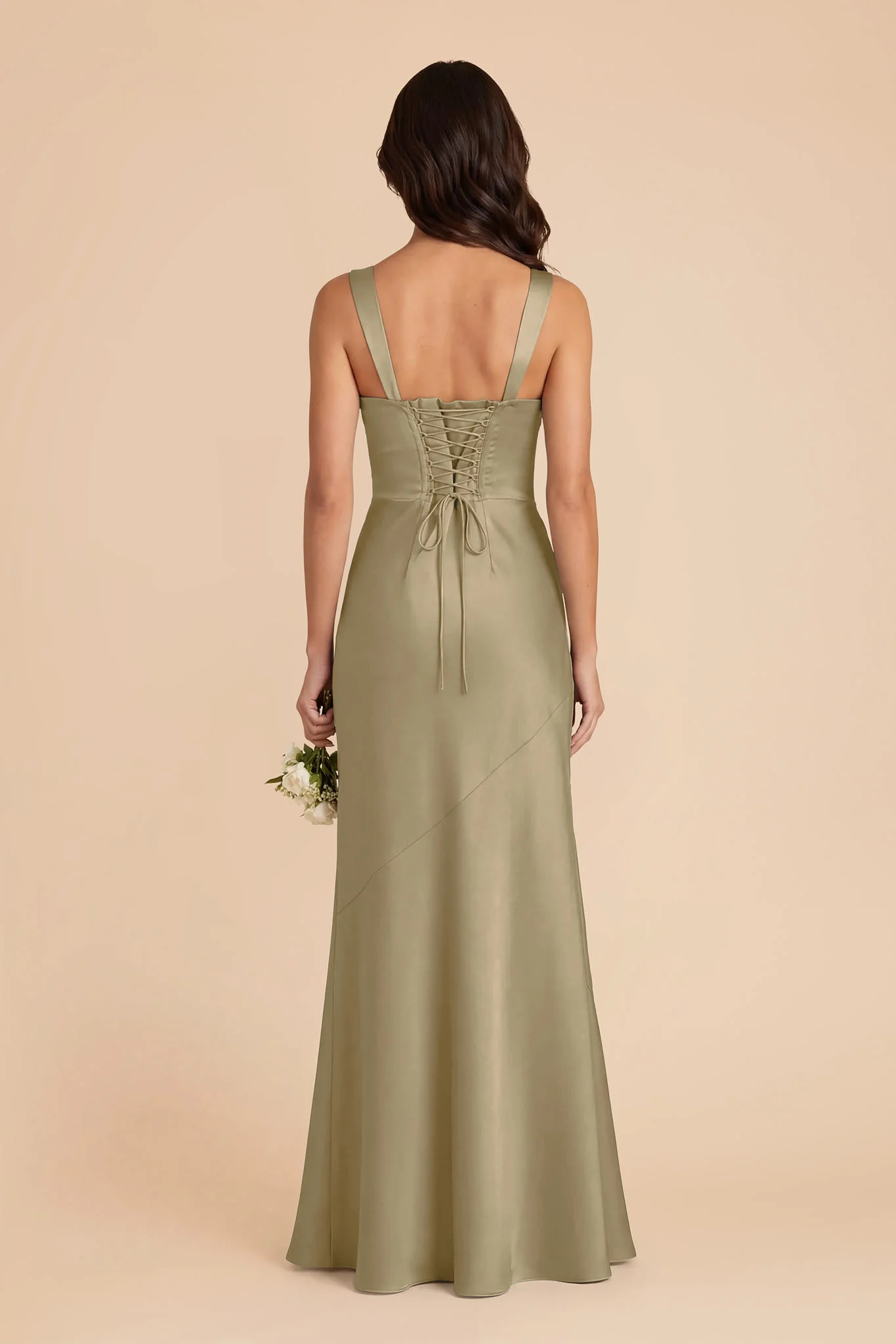 Jennie Matte Satin Dress - Moss Green - Image 4