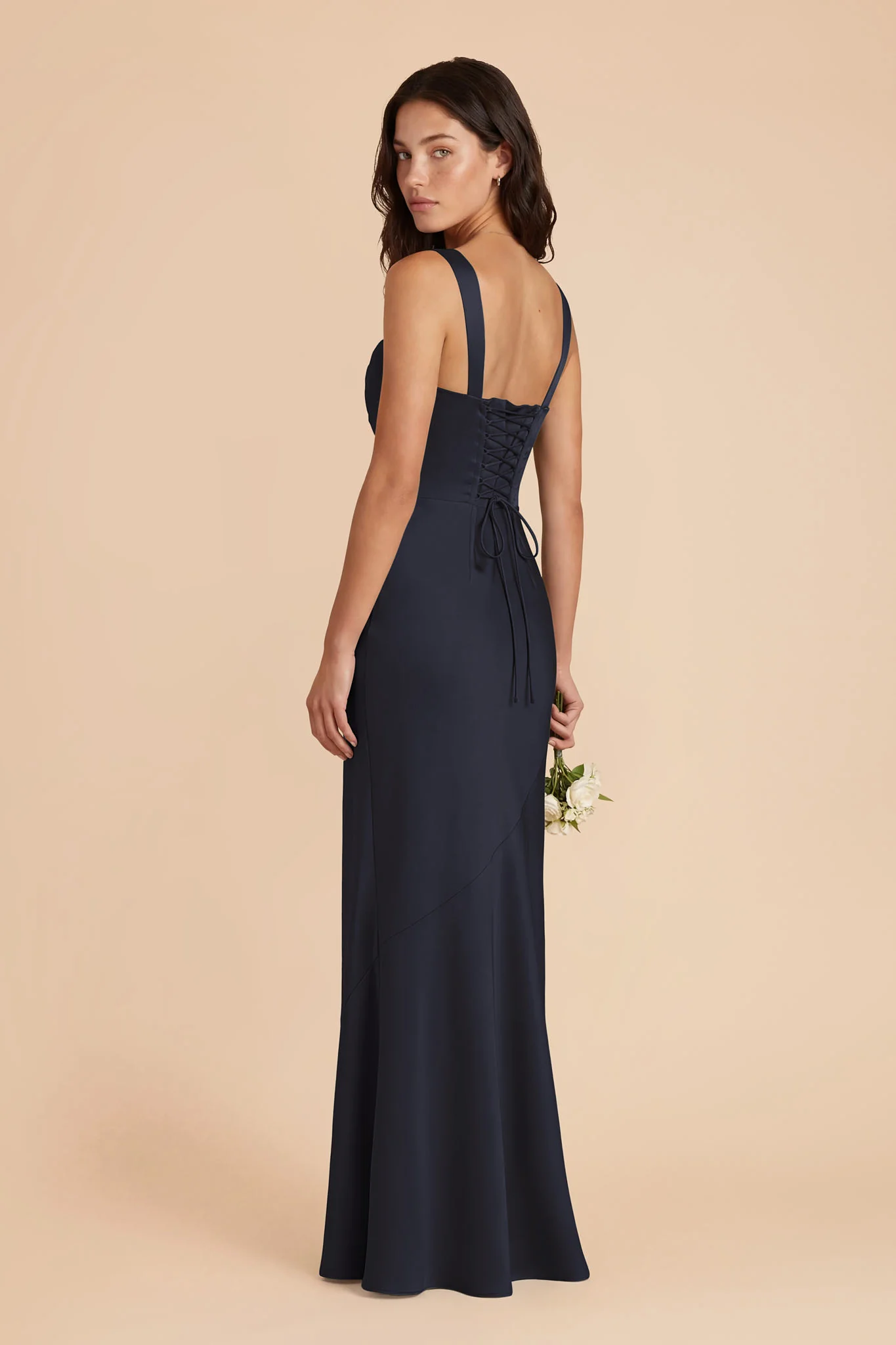 Jennie Matte Satin Dress - Navy - Image 3