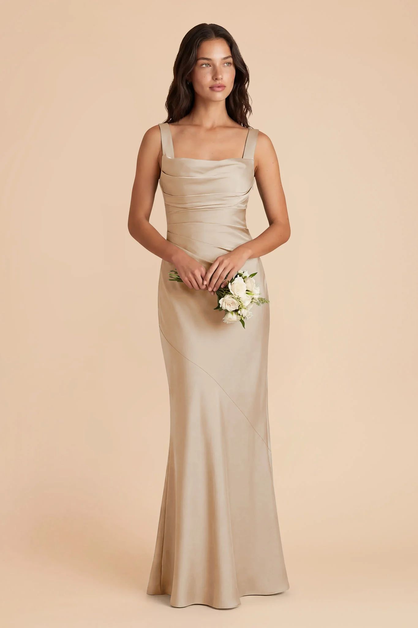 Jennie Matte Satin Dress - Neutral Champagne - Image 2