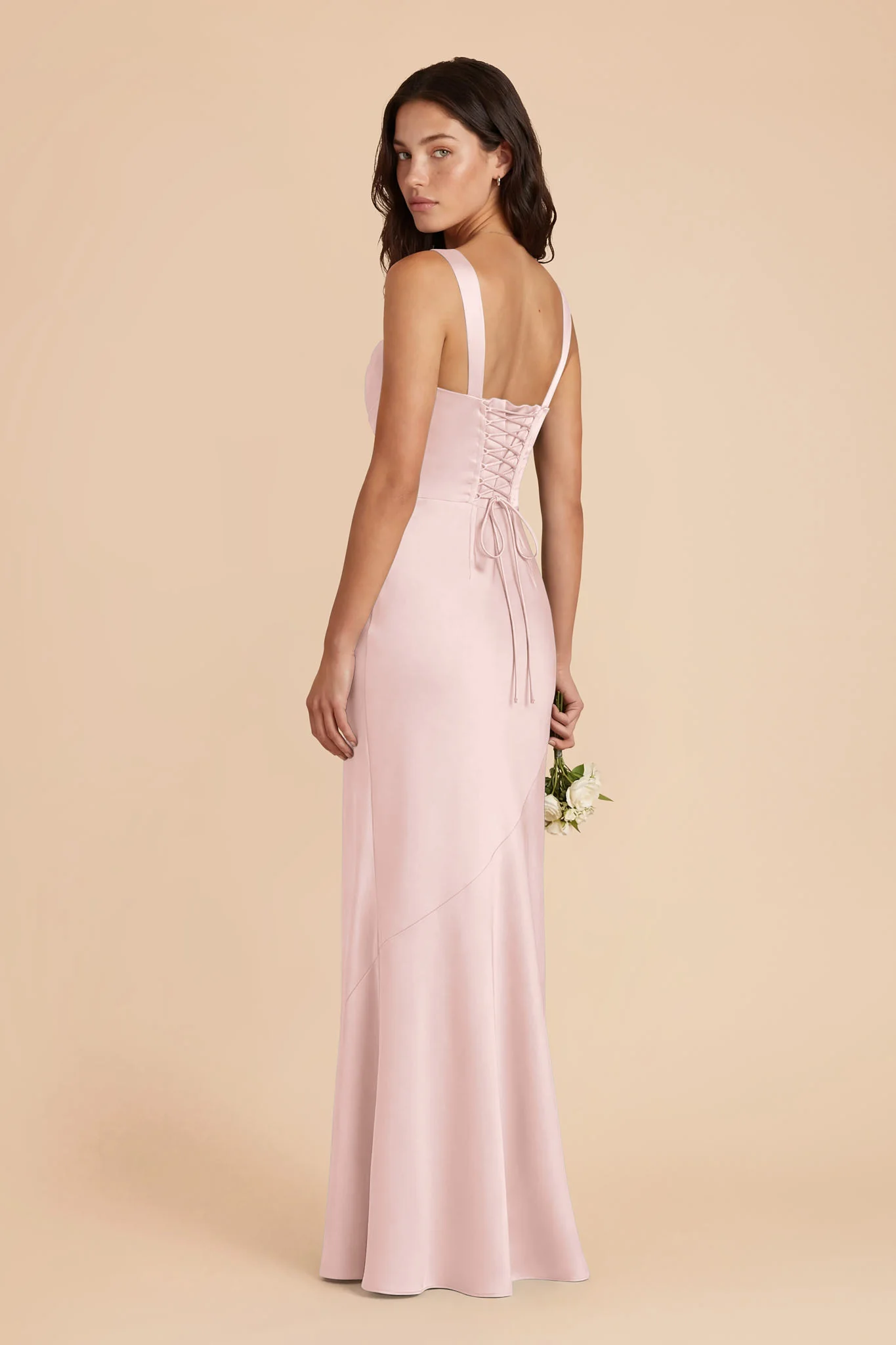 Jennie Matte Satin Dress - Pale Blush - Image 3