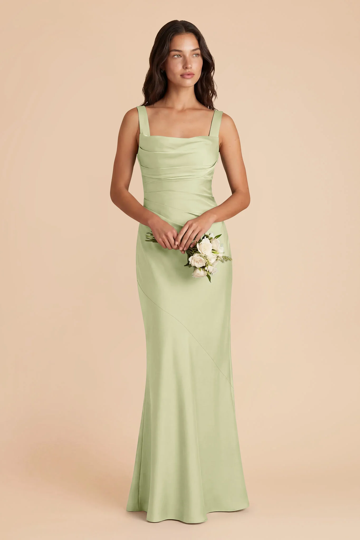 Jennie Matte Satin Dress - Pale Pistachio - Image 2