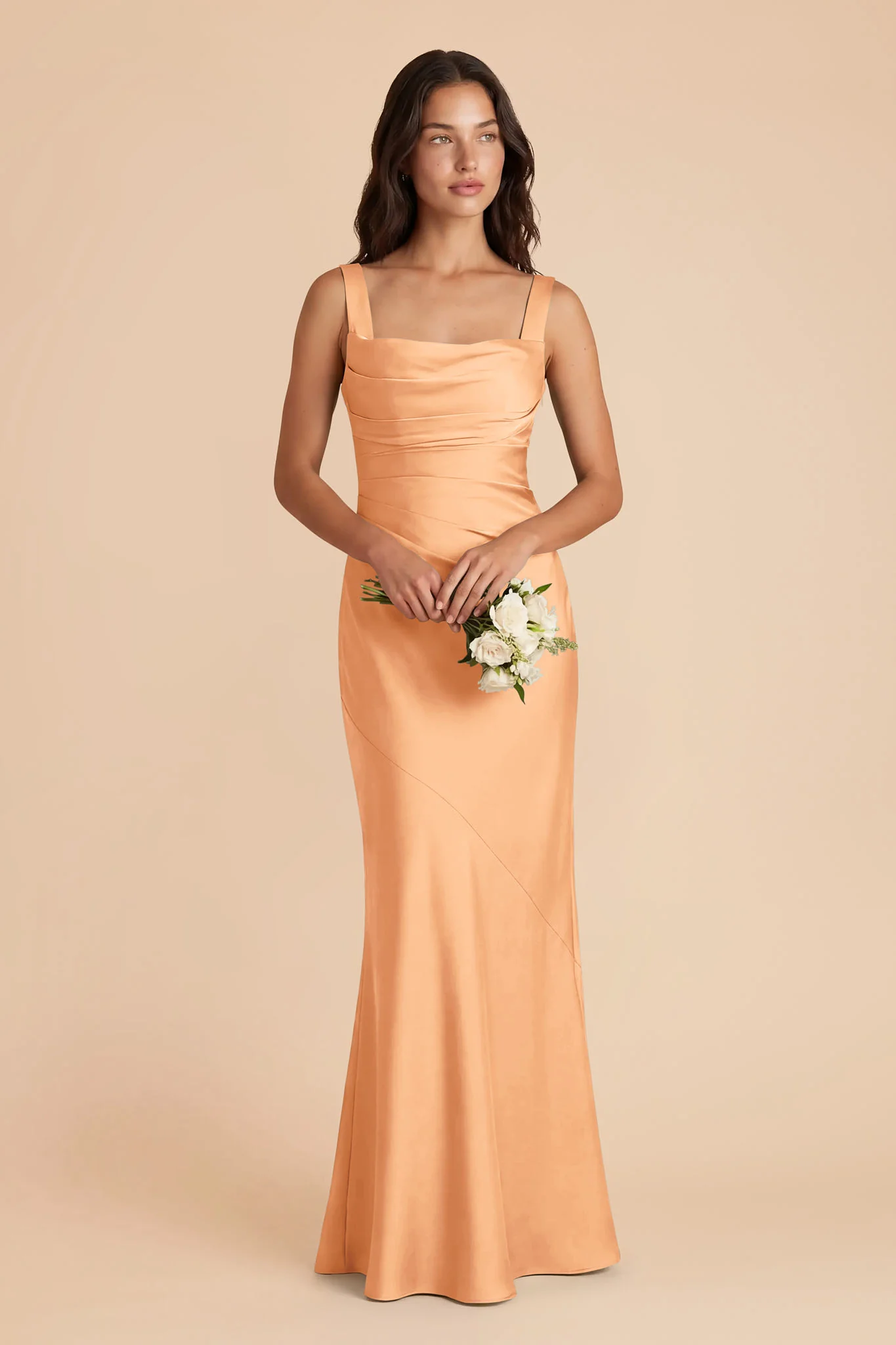 Jennie Matte Satin Dress - Peach - Image 2