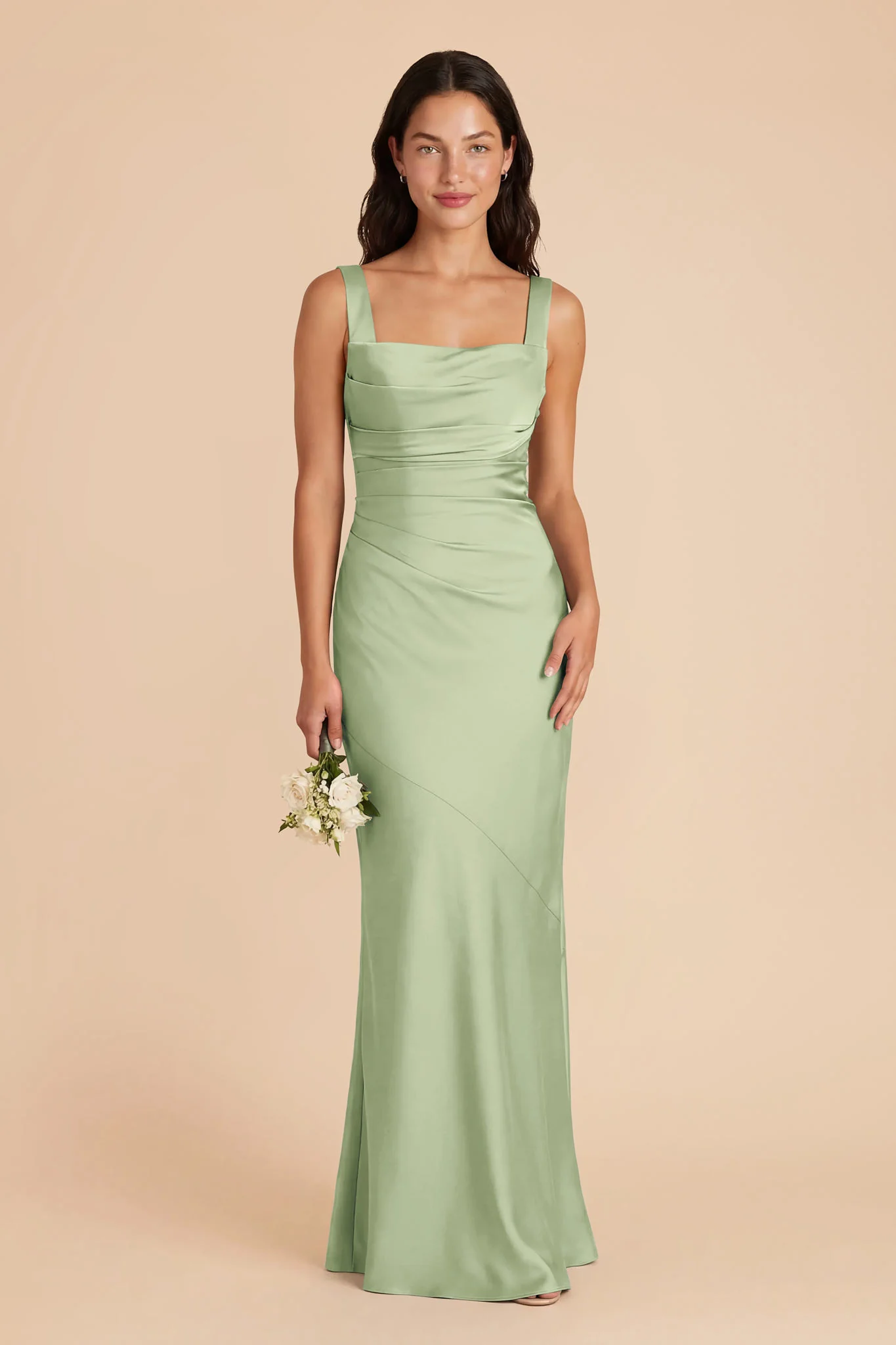 Jennie Matte Satin Dress - Pistachio