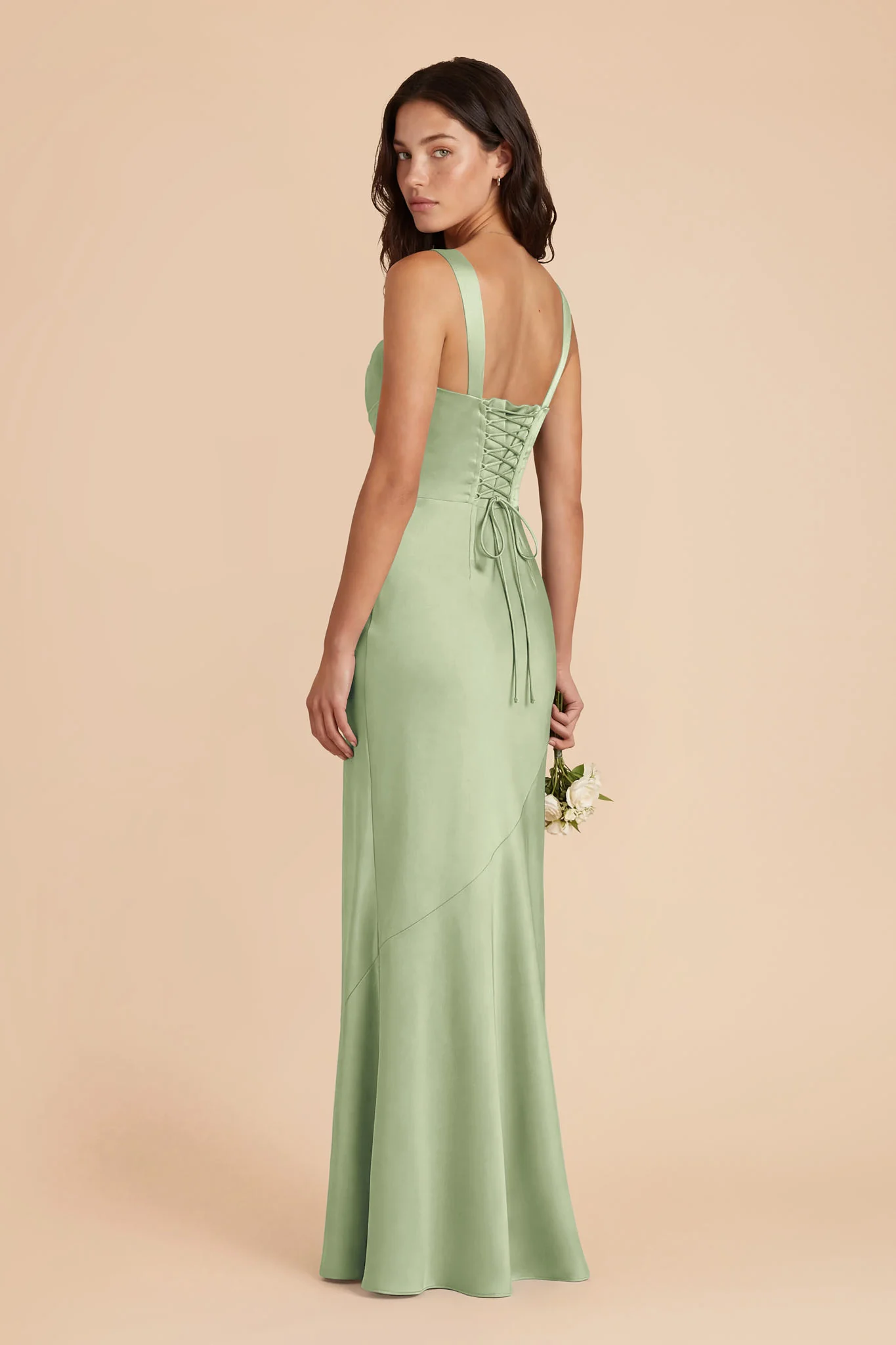 Jennie Matte Satin Dress - Pistachio - Image 3