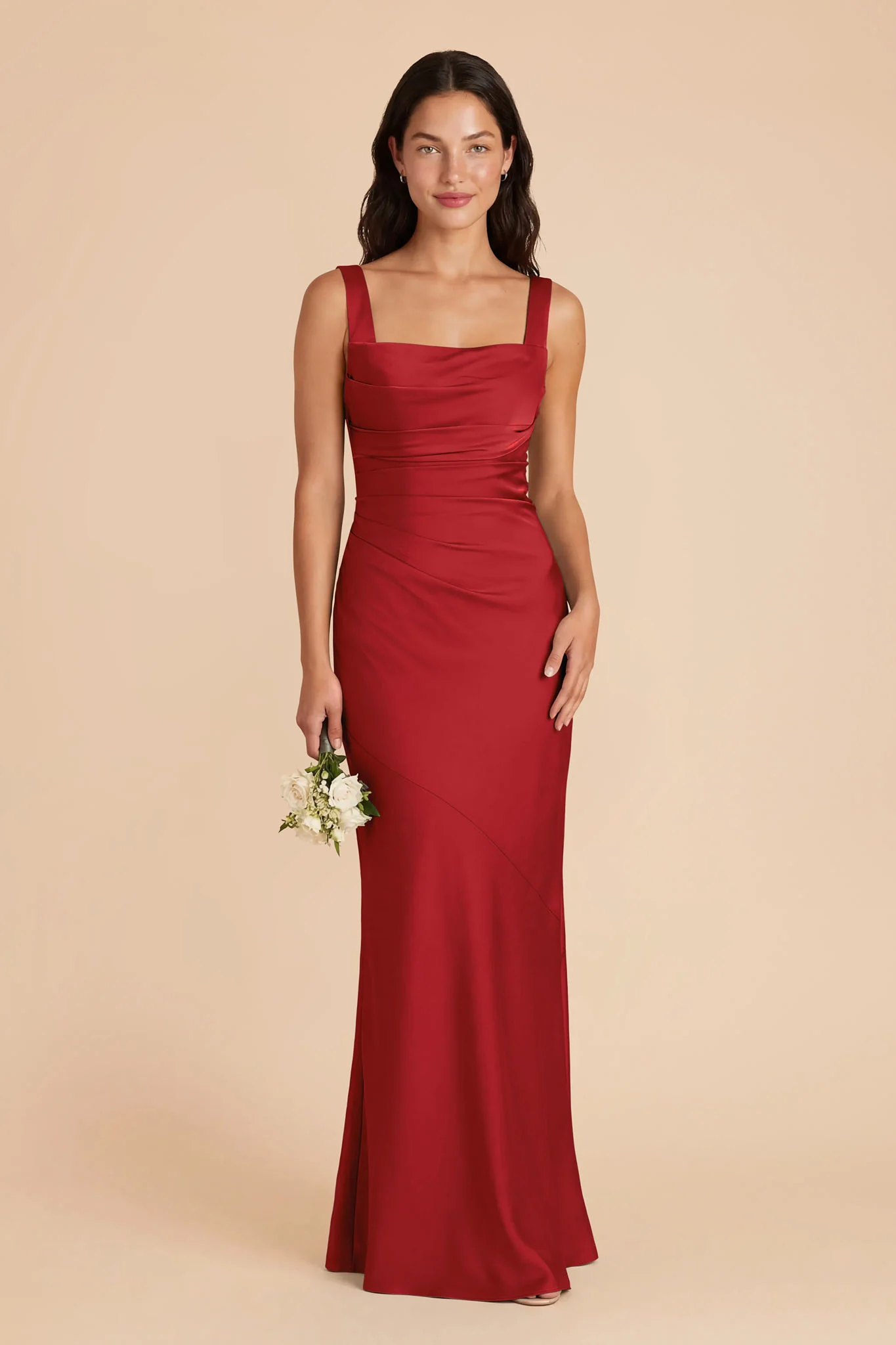 Jennie Matte Satin Dress - Ruby Red
