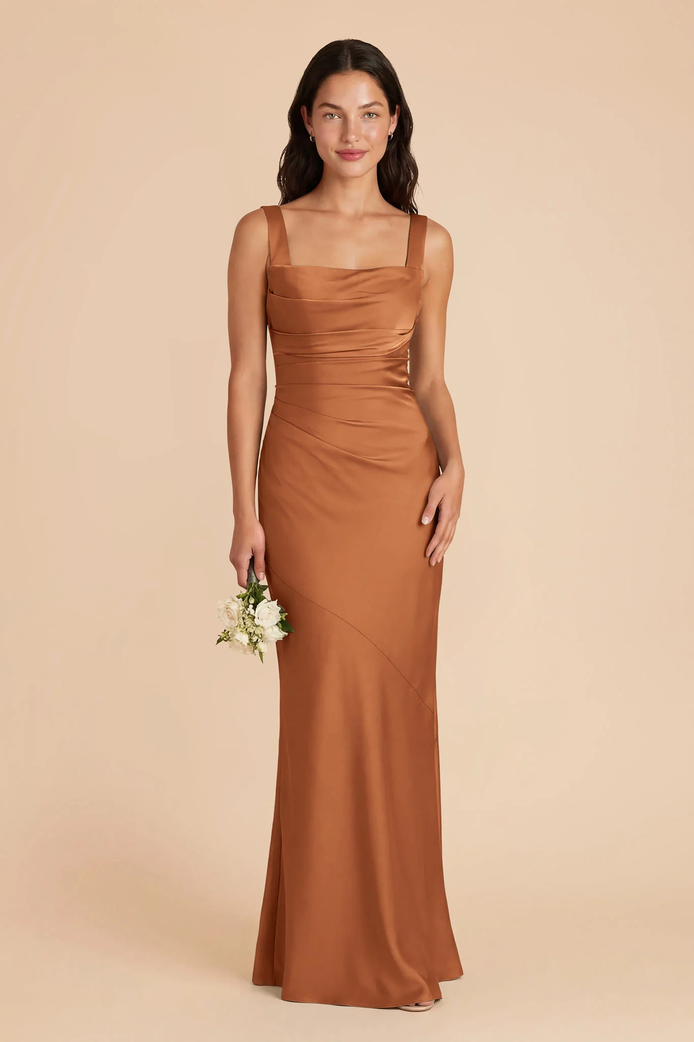Jennie Matte Satin Dress - Rust