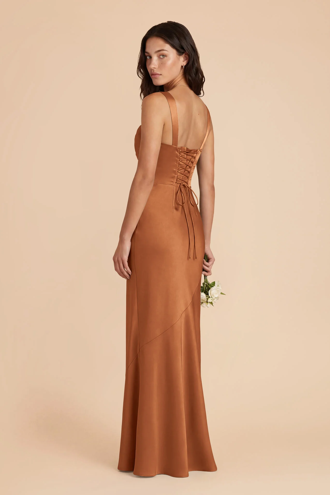 Jennie Matte Satin Dress - Rust - Image 3