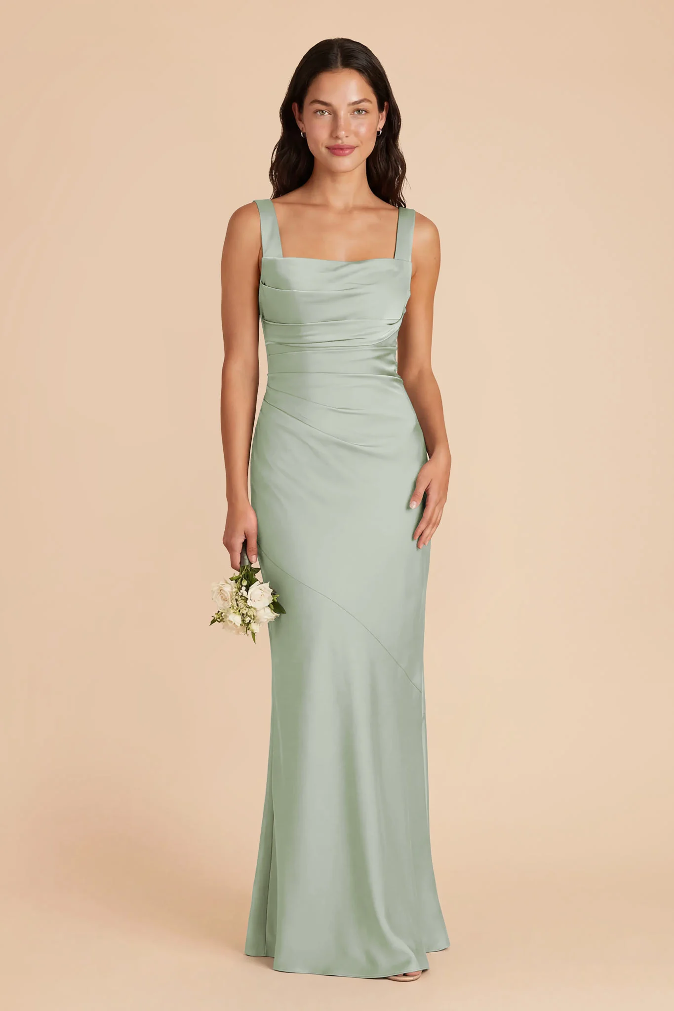 Jennie Matte Satin Dress - Sage