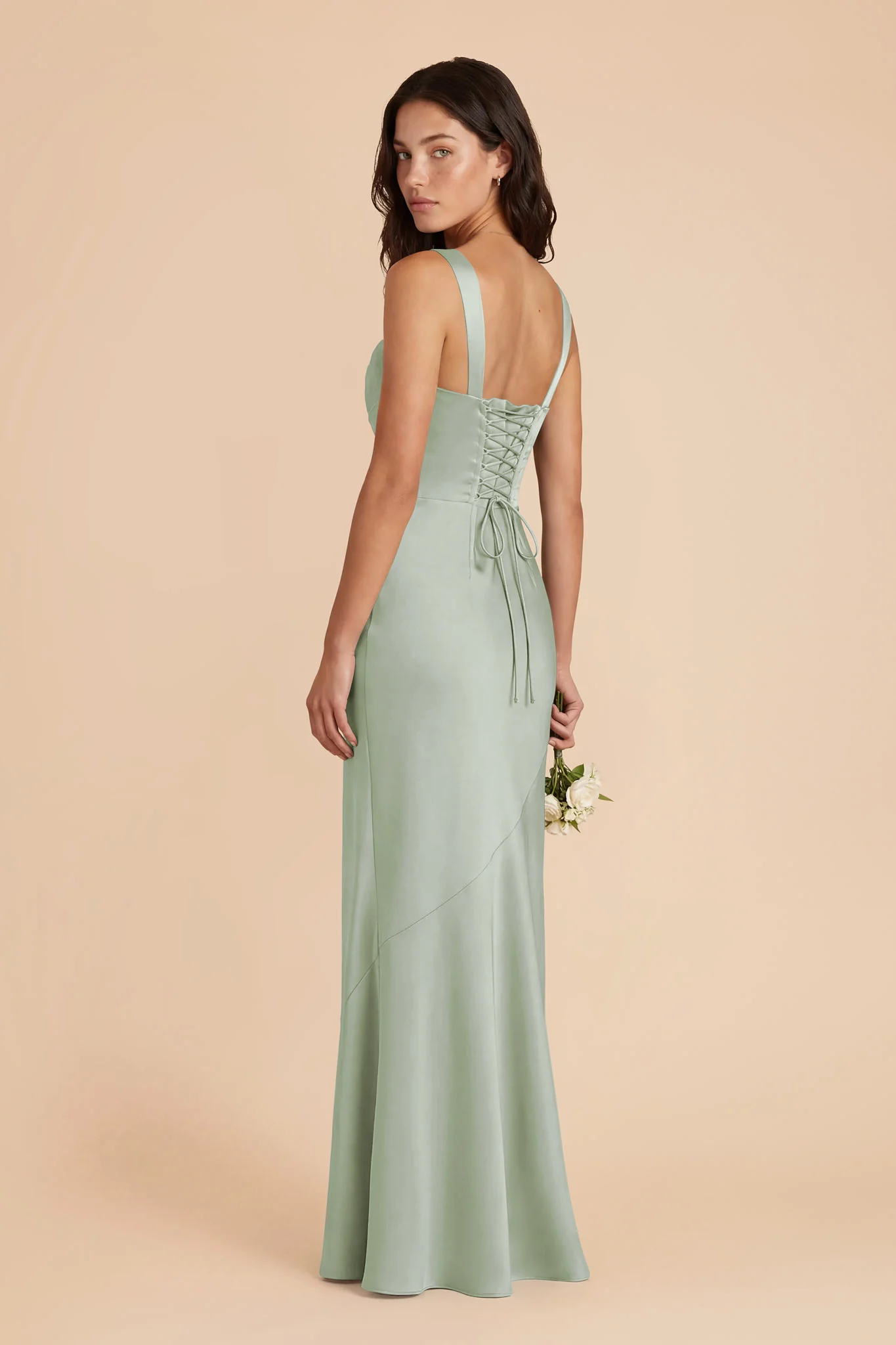 Jennie Matte Satin Dress - Sage - Image 3