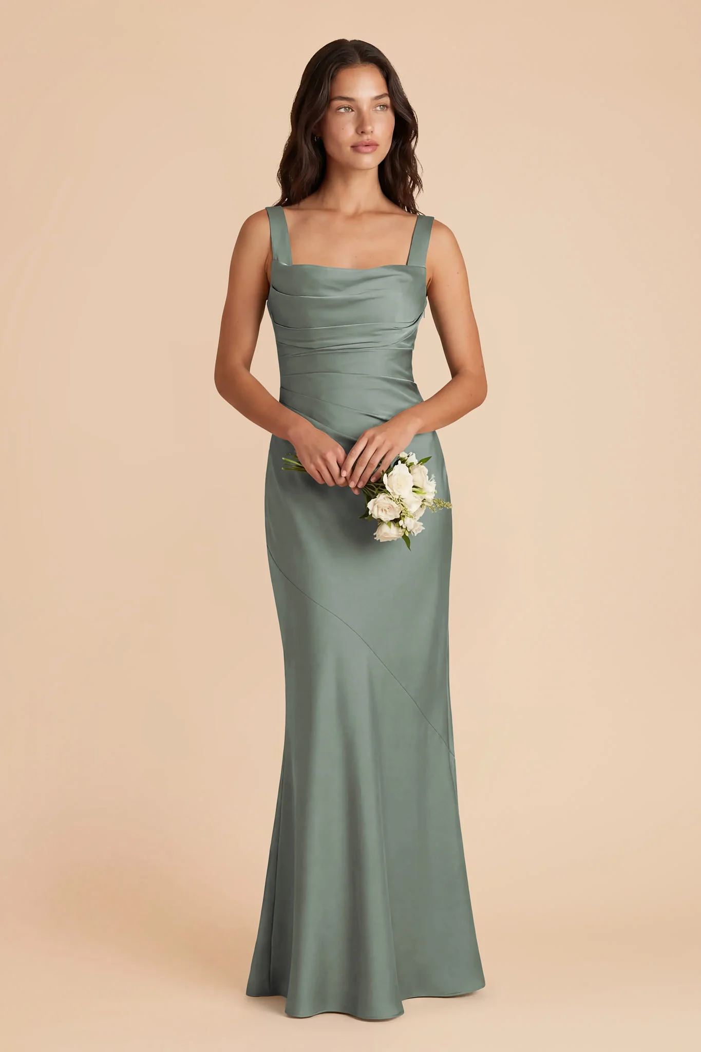 Jennie Matte Satin Dress - Sea Glass - Image 2