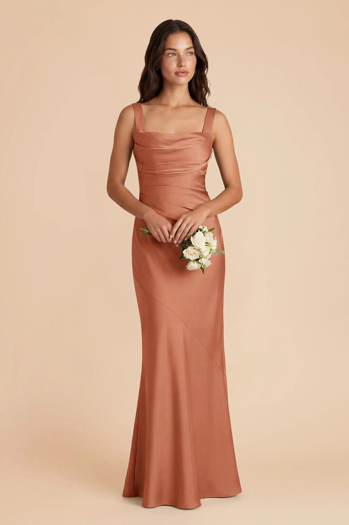 Jennie Matte Satin Dress - Terracotta - Image 2