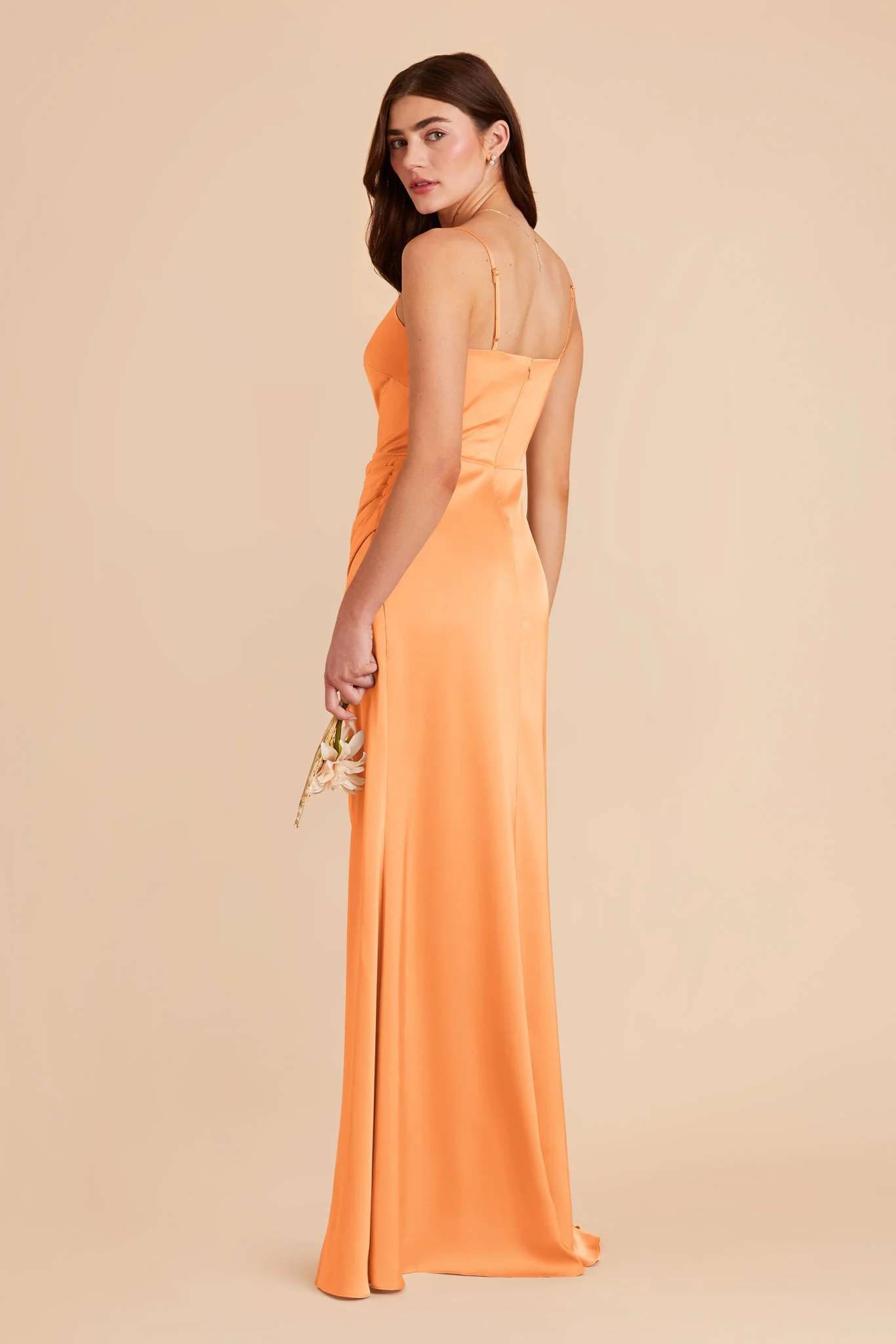 Jennifer Matte Satin Dress - Apricot - Image 4