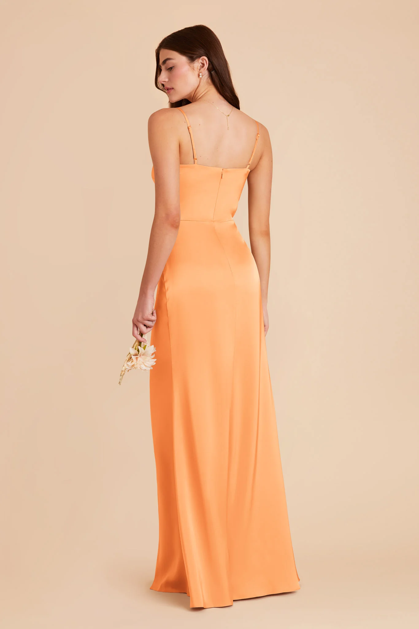 Jennifer Matte Satin Dress - Apricot - Image 5