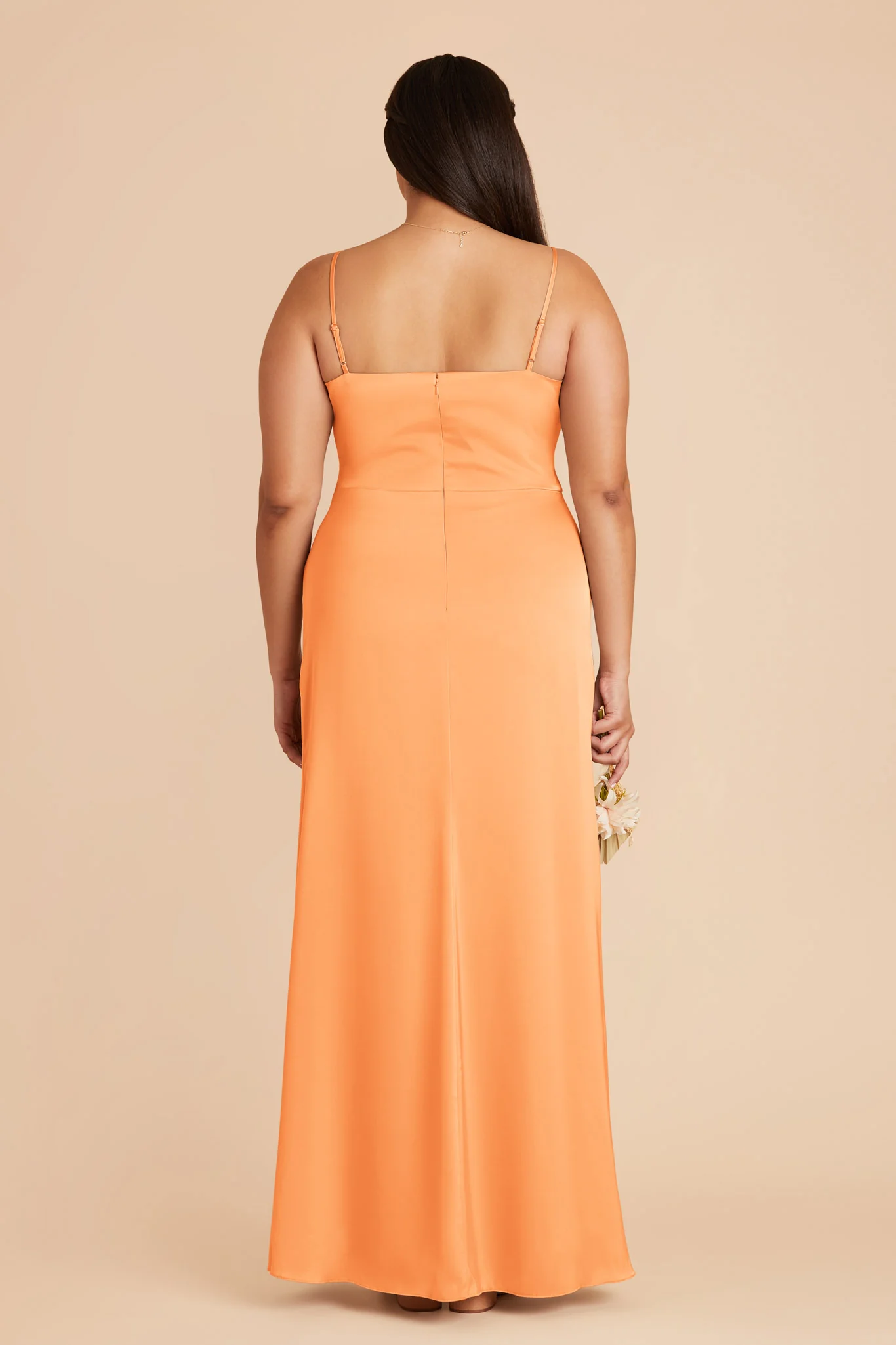 Jennifer Matte Satin Dress - Apricot - Image 9