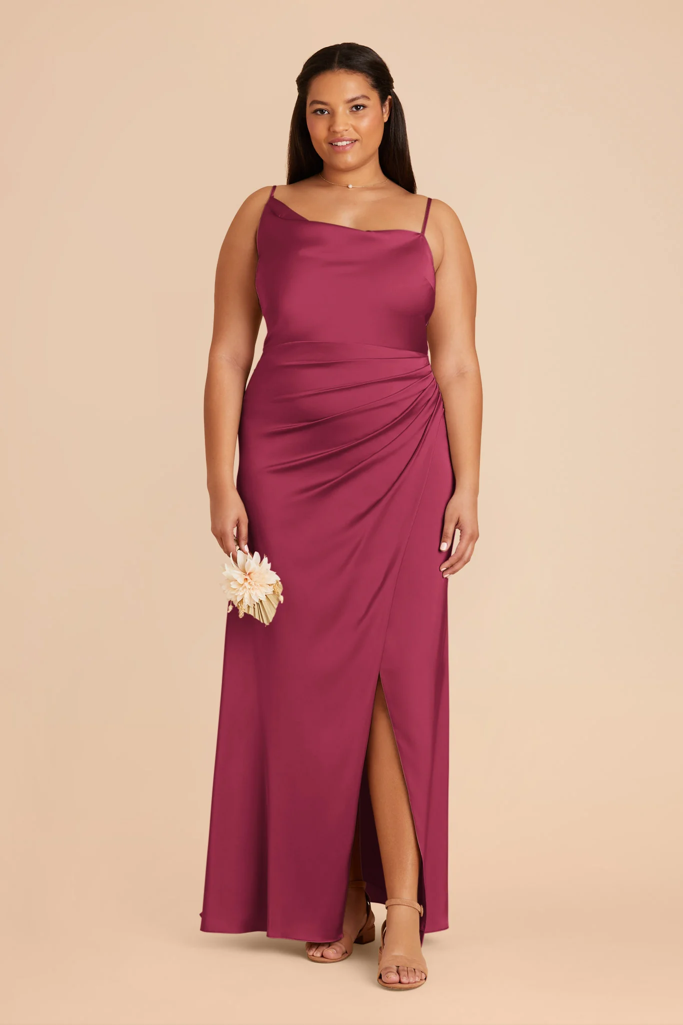 Jennifer Matte Satin Dress - Berry - Image 2