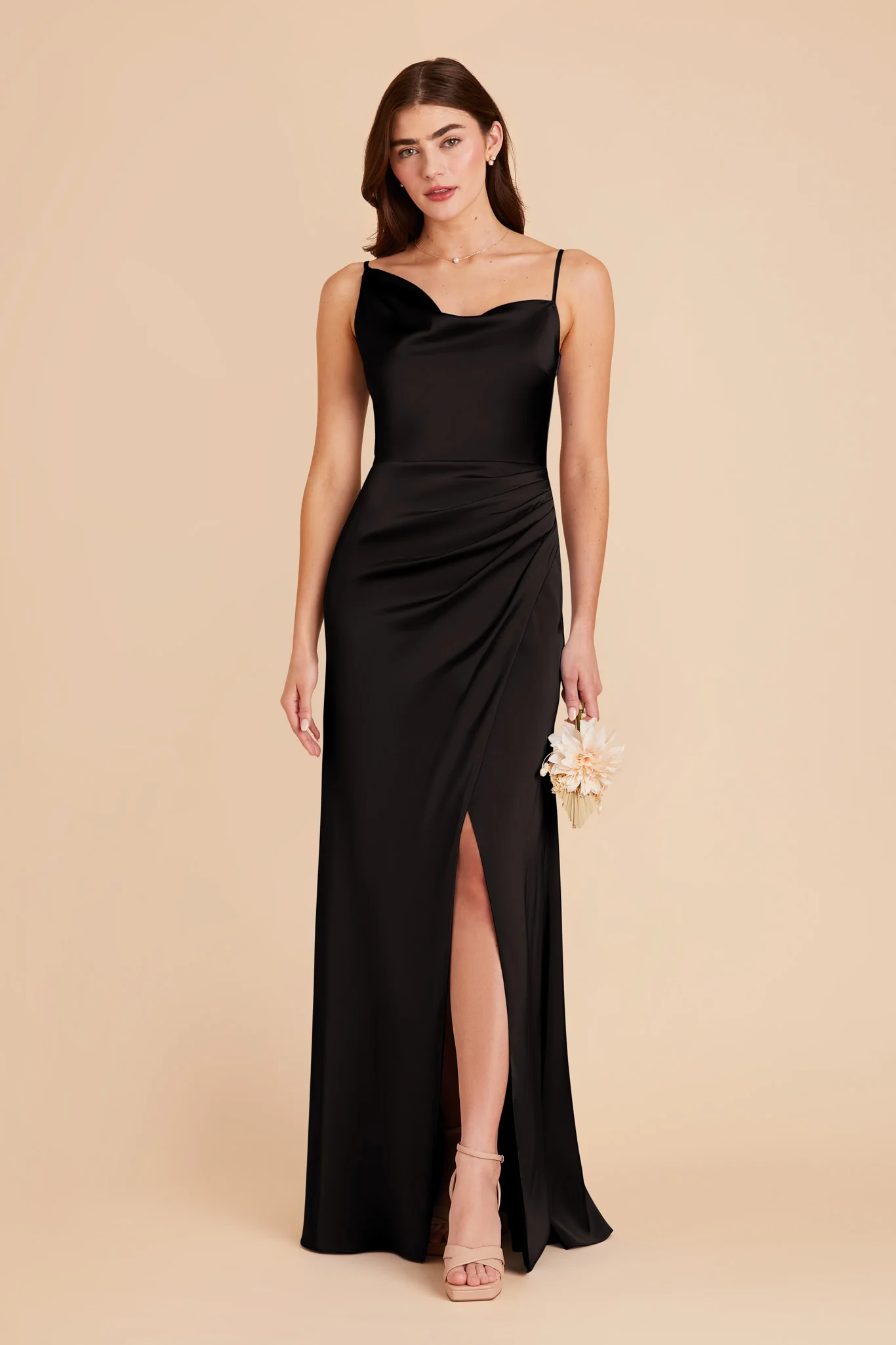 Jennifer Matte Satin Dress - Black