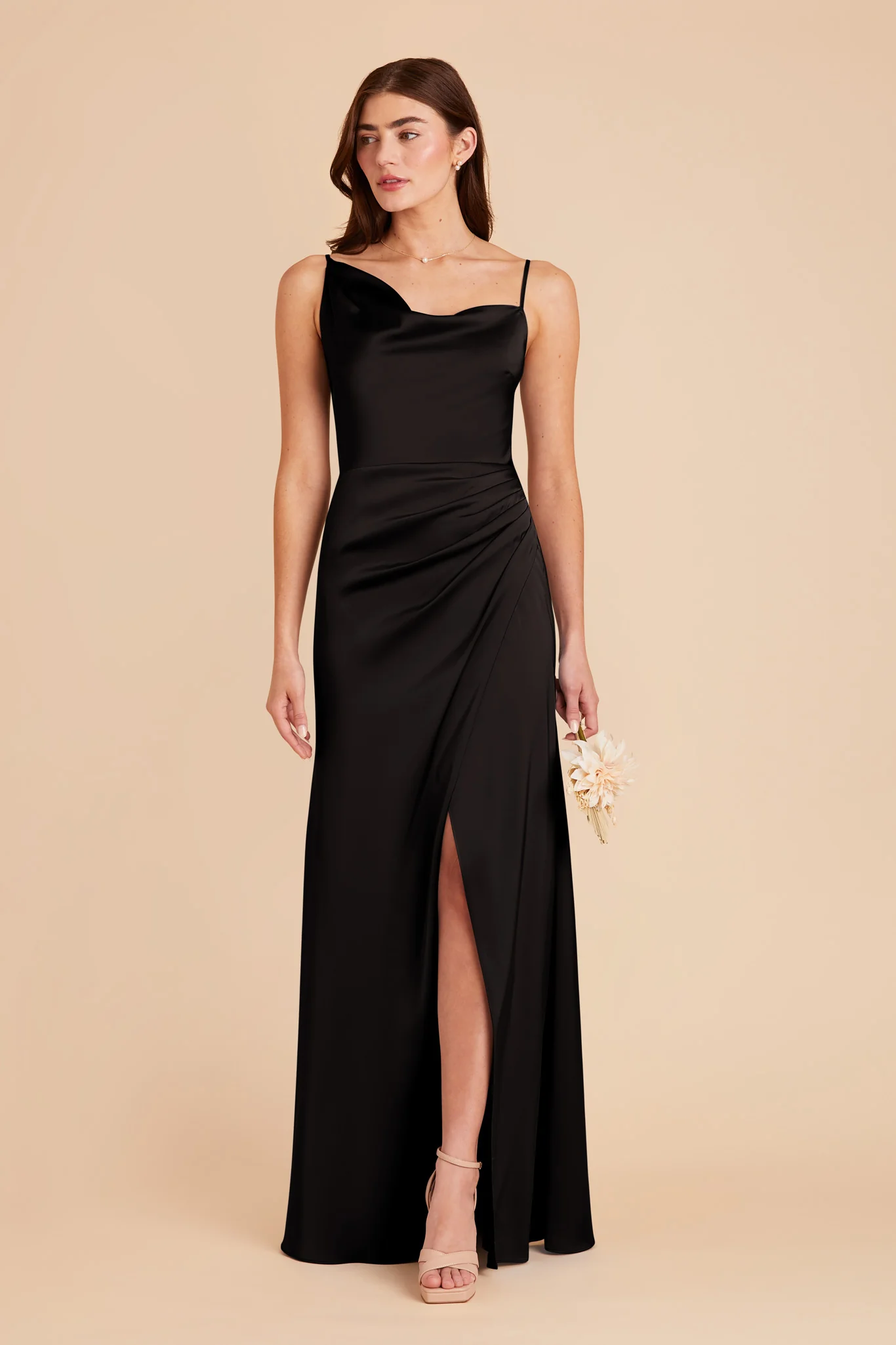 Jennifer Matte Satin Dress - Black - Image 4