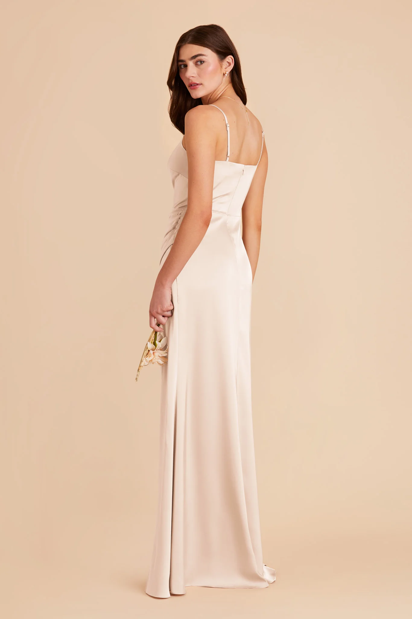 Jennifer Matte Satin Dress - Champagne - Image 4