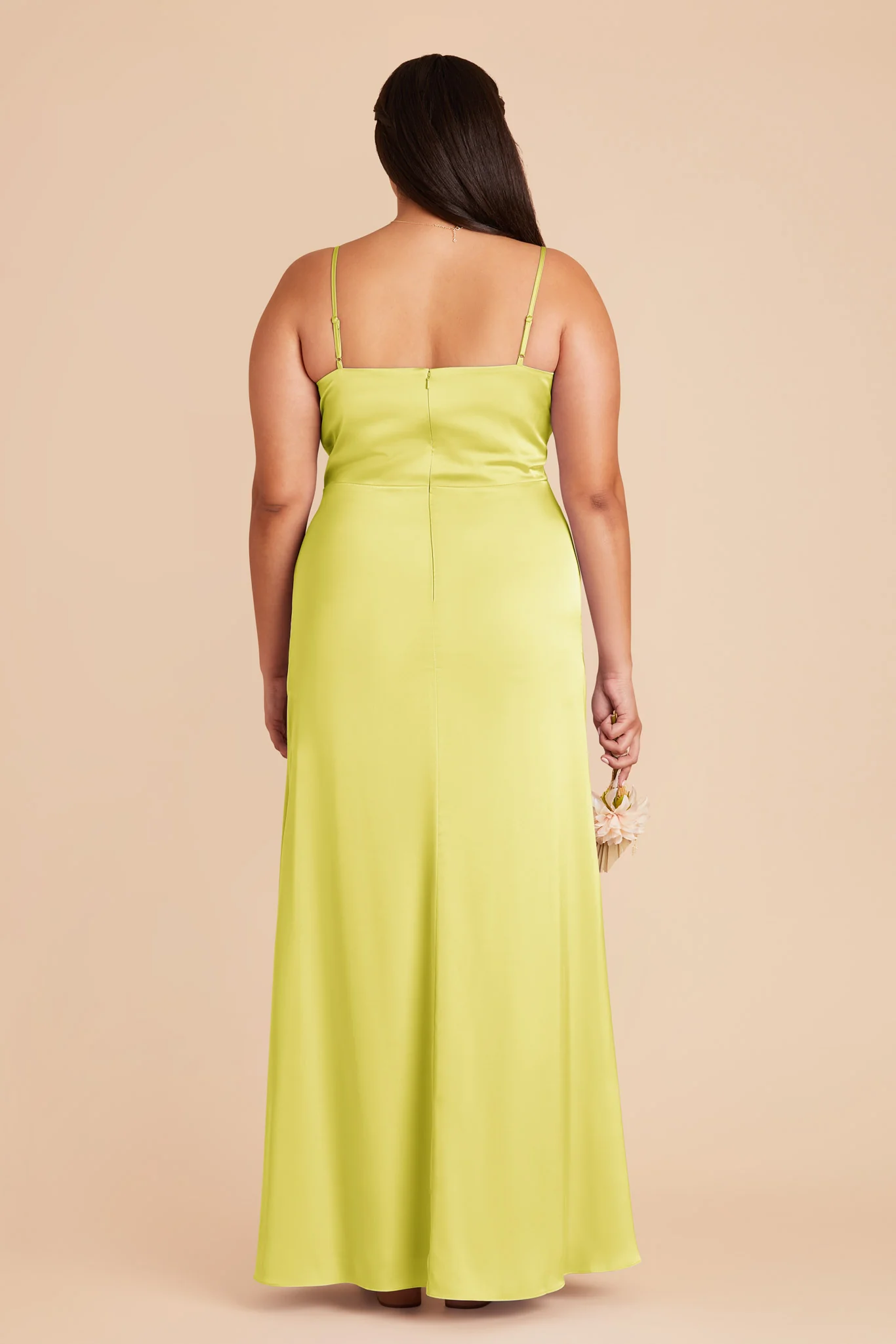 Jennifer Matte Satin Dress - Chartreuse - Image 10