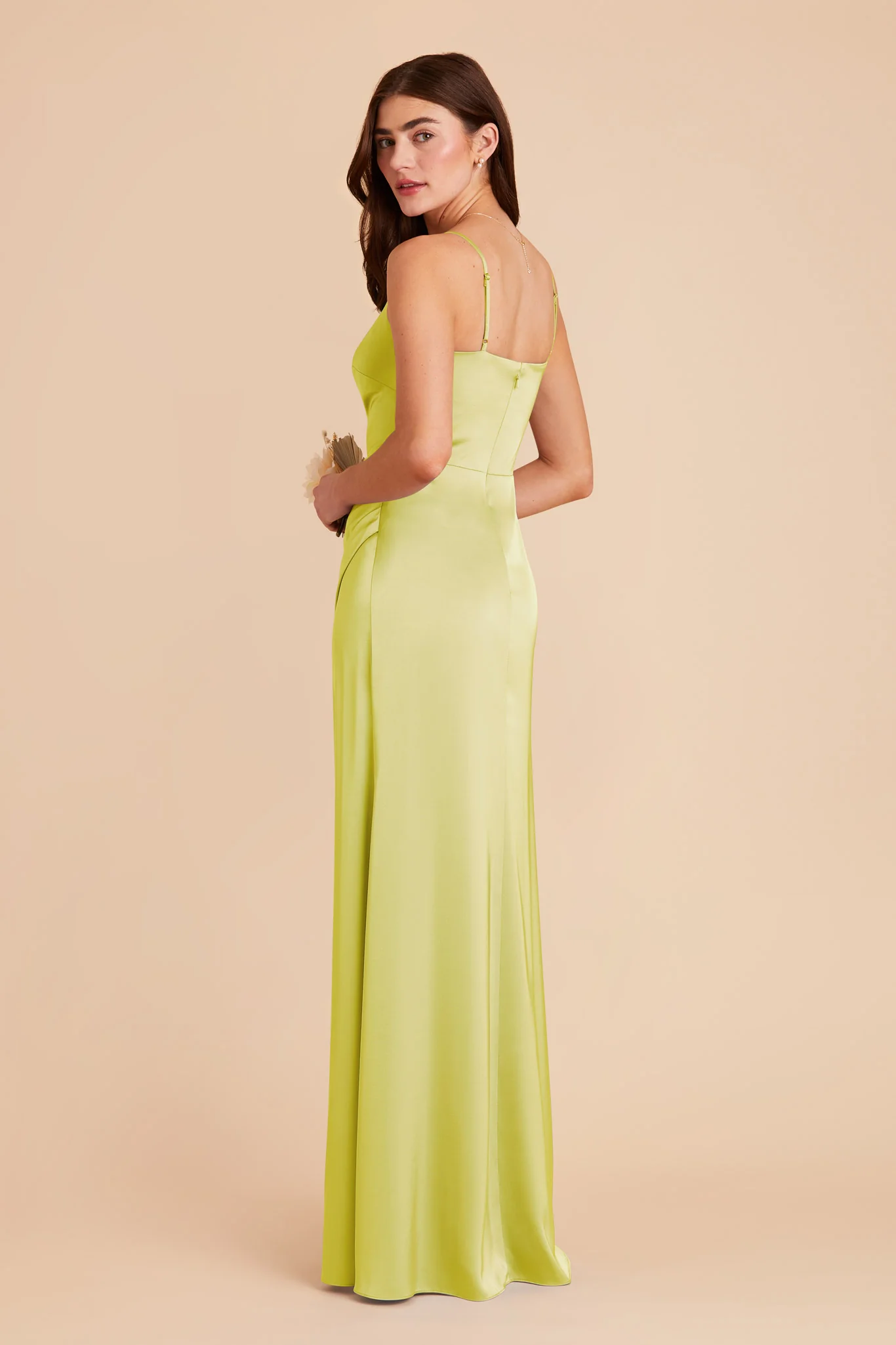 Jennifer Matte Satin Dress - Chartreuse - Image 5