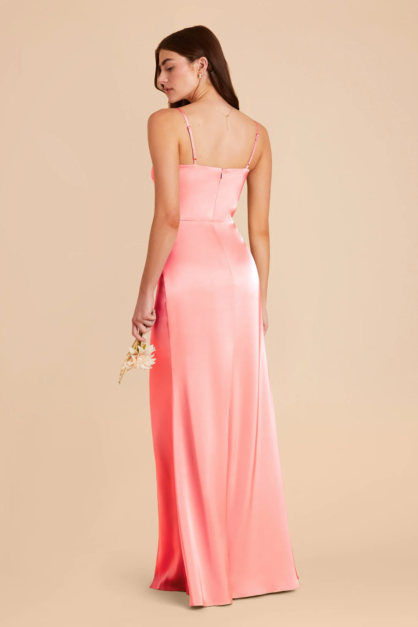 Jennifer Matte Satin Dress - Coral Pink - Image 5