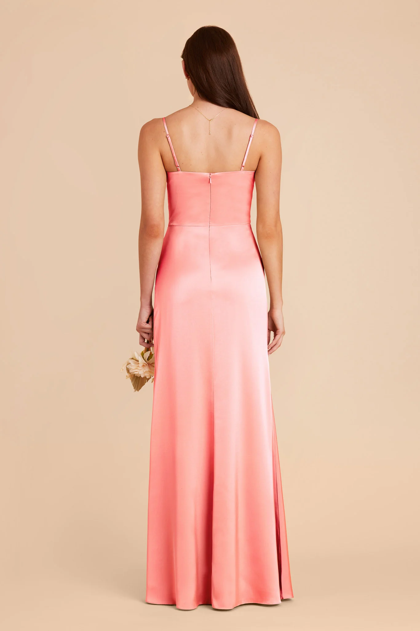 Jennifer Matte Satin Dress - Coral Pink - Image 6
