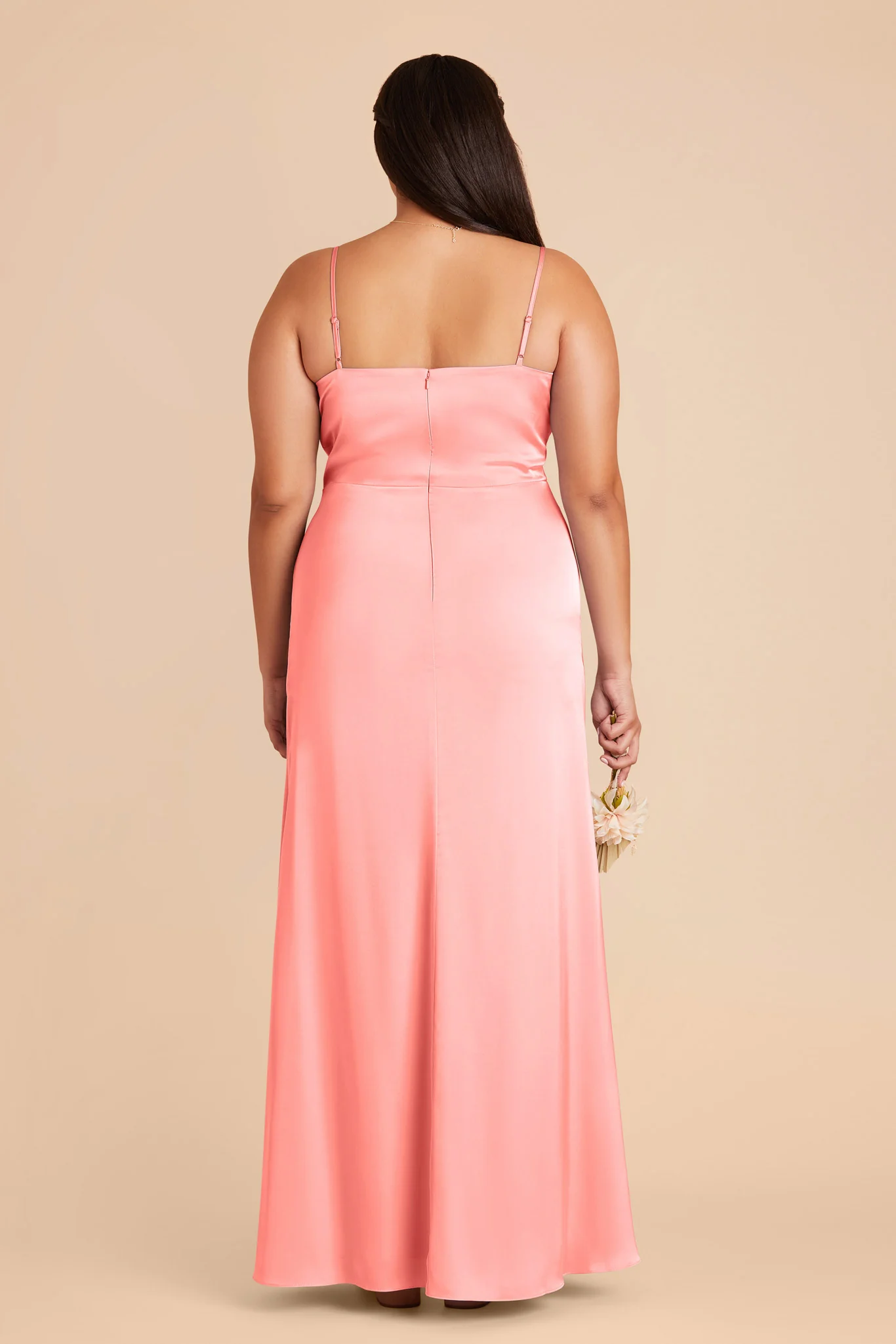 Jennifer Matte Satin Dress - Coral Pink - Image 9