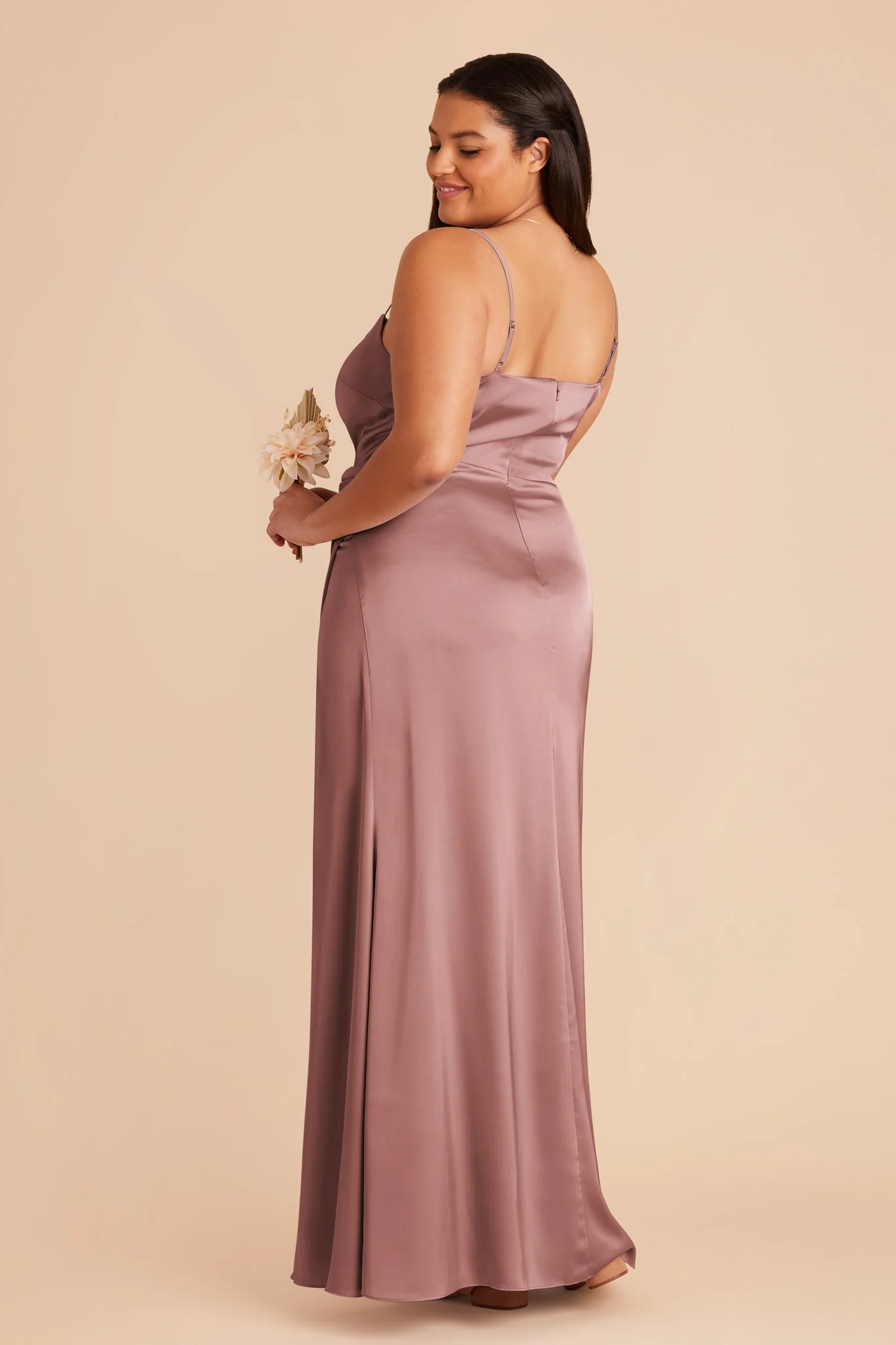 Jennifer Matte Satin Dress - Dark Mauve - Image 8