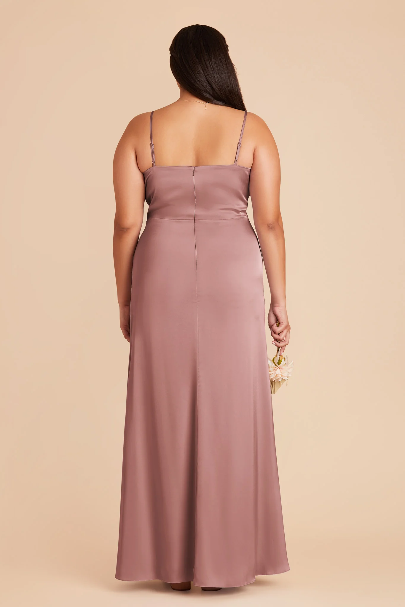 Jennifer Matte Satin Dress - Dark Mauve - Image 9