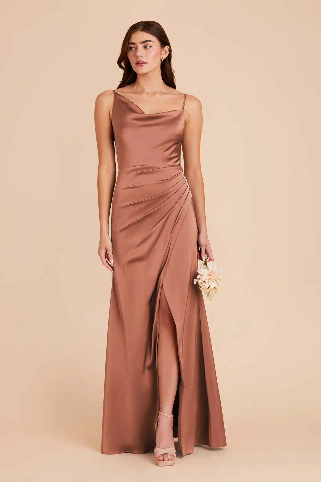 Jennifer Matte Satin Dress - Desert Rose - Image 3