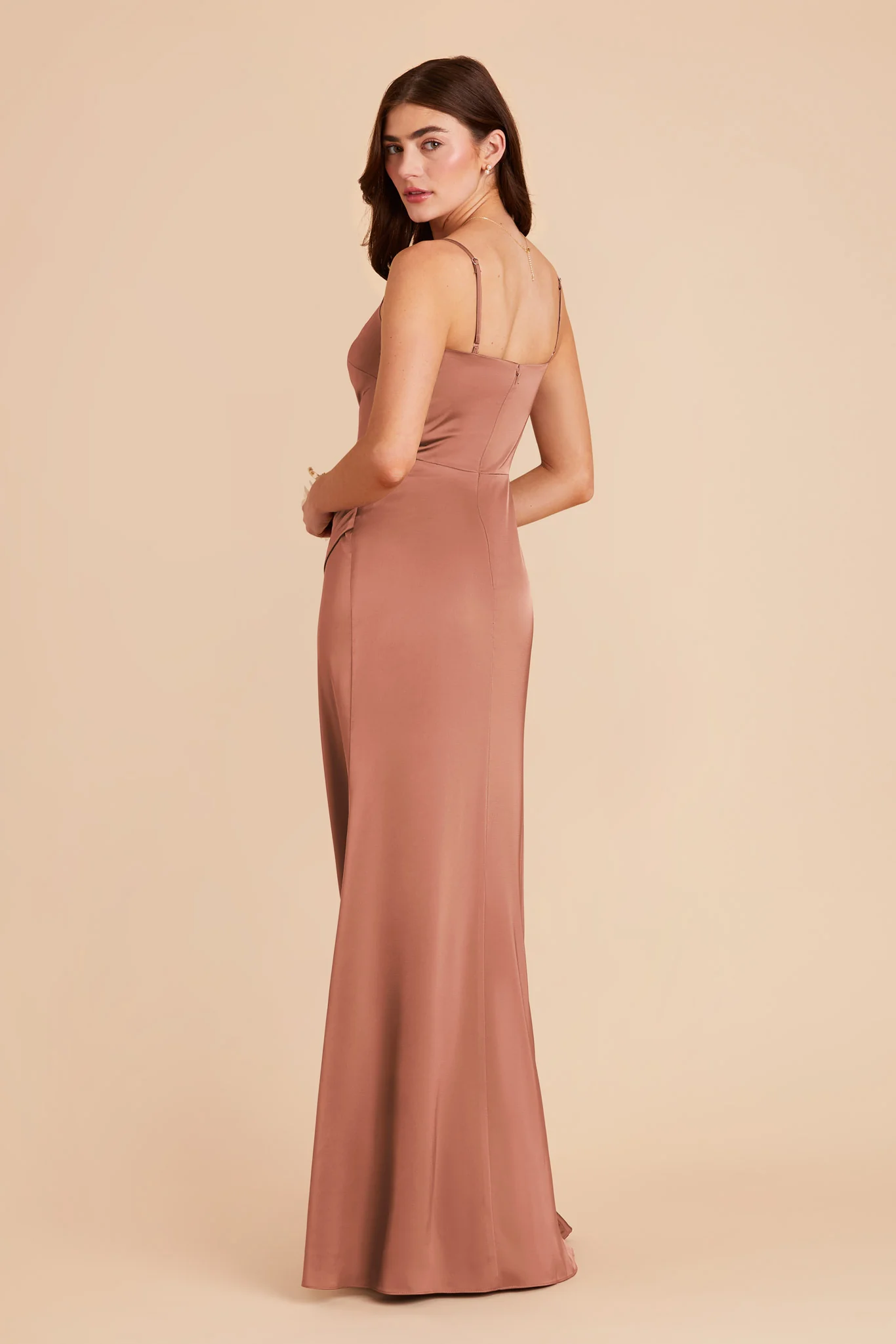 Jennifer Matte Satin Dress - Desert Rose - Image 4