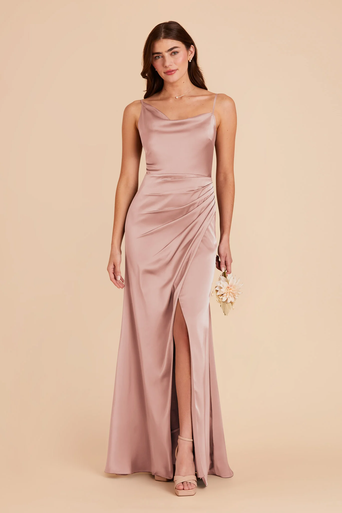 Jennifer Matte Satin Dress - English Rose
