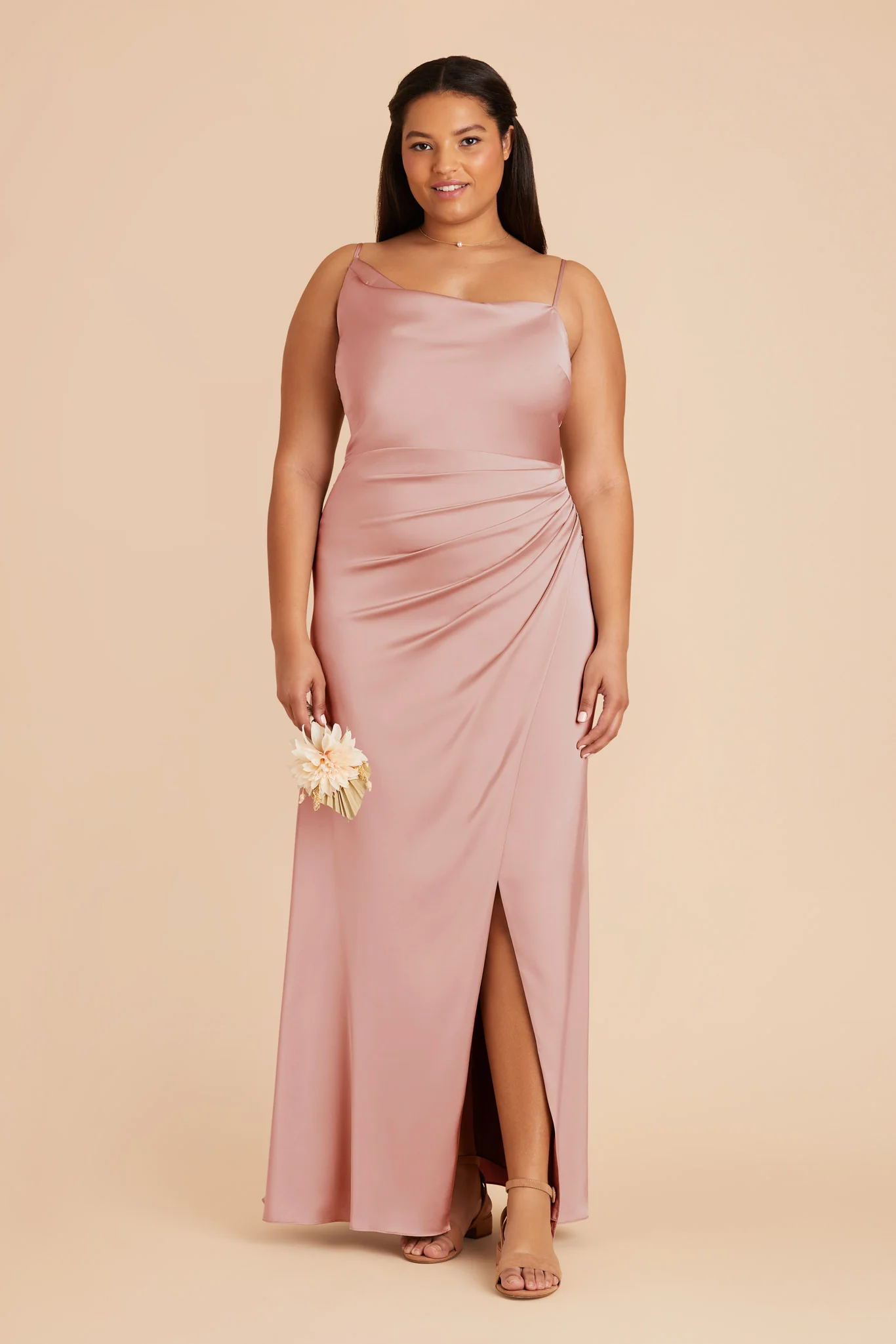 Jennifer Matte Satin Dress - English Rose - Image 2