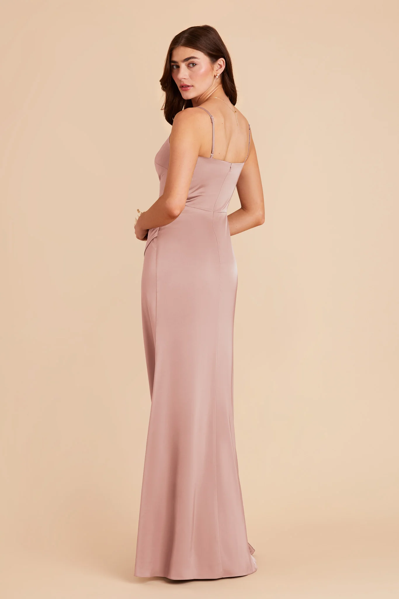 Jennifer Matte Satin Dress - English Rose - Image 4