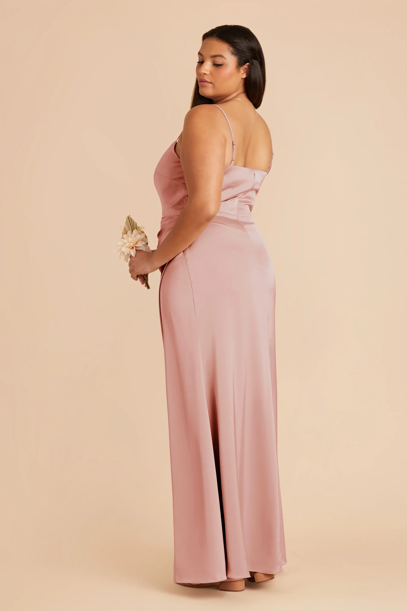 Jennifer Matte Satin Dress - English Rose - Image 8
