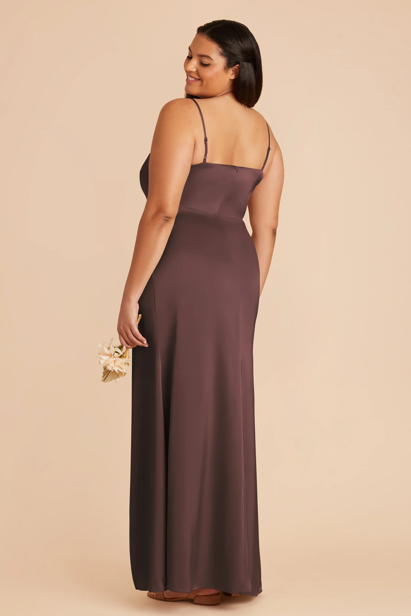 Jennifer Matte Satin Dress - Espresso - Image 8