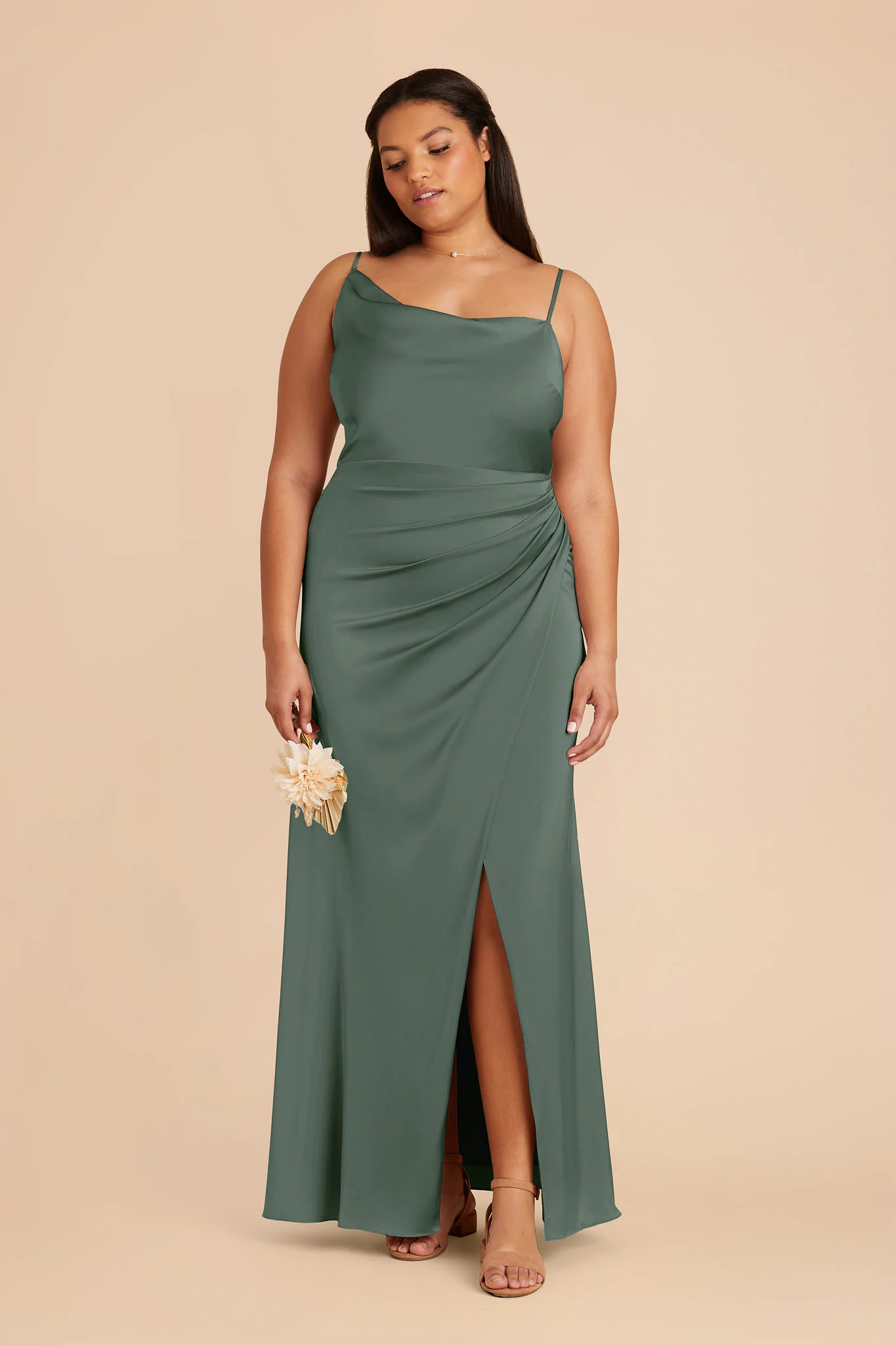 Jennifer Matte Satin Dress - Eucalyptus - Image 6