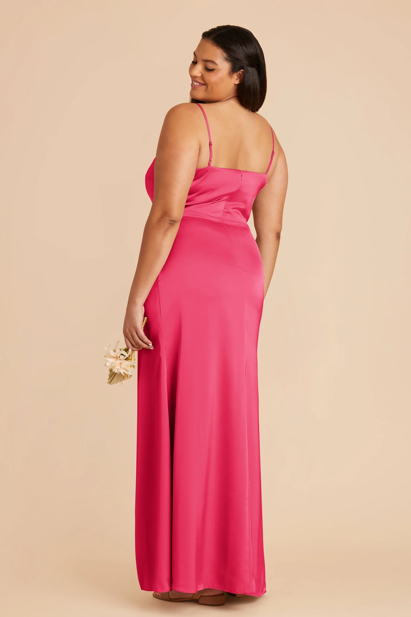 Jennifer Matte Satin Dress - Fuchsia - Image 8