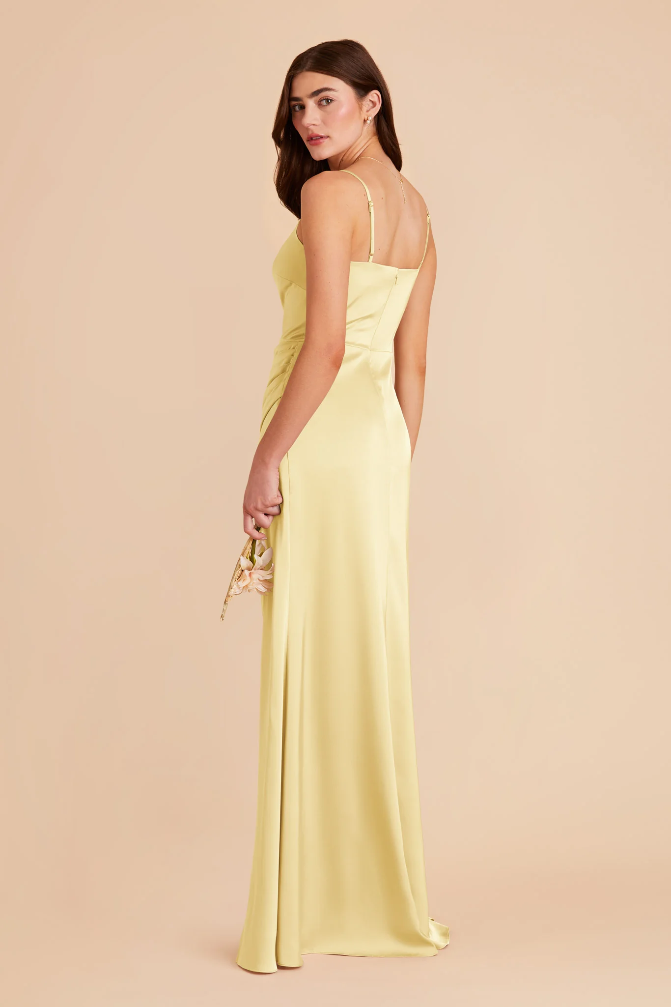 Jennifer Matte Satin Dress - Lemon Sorbet - Image 4