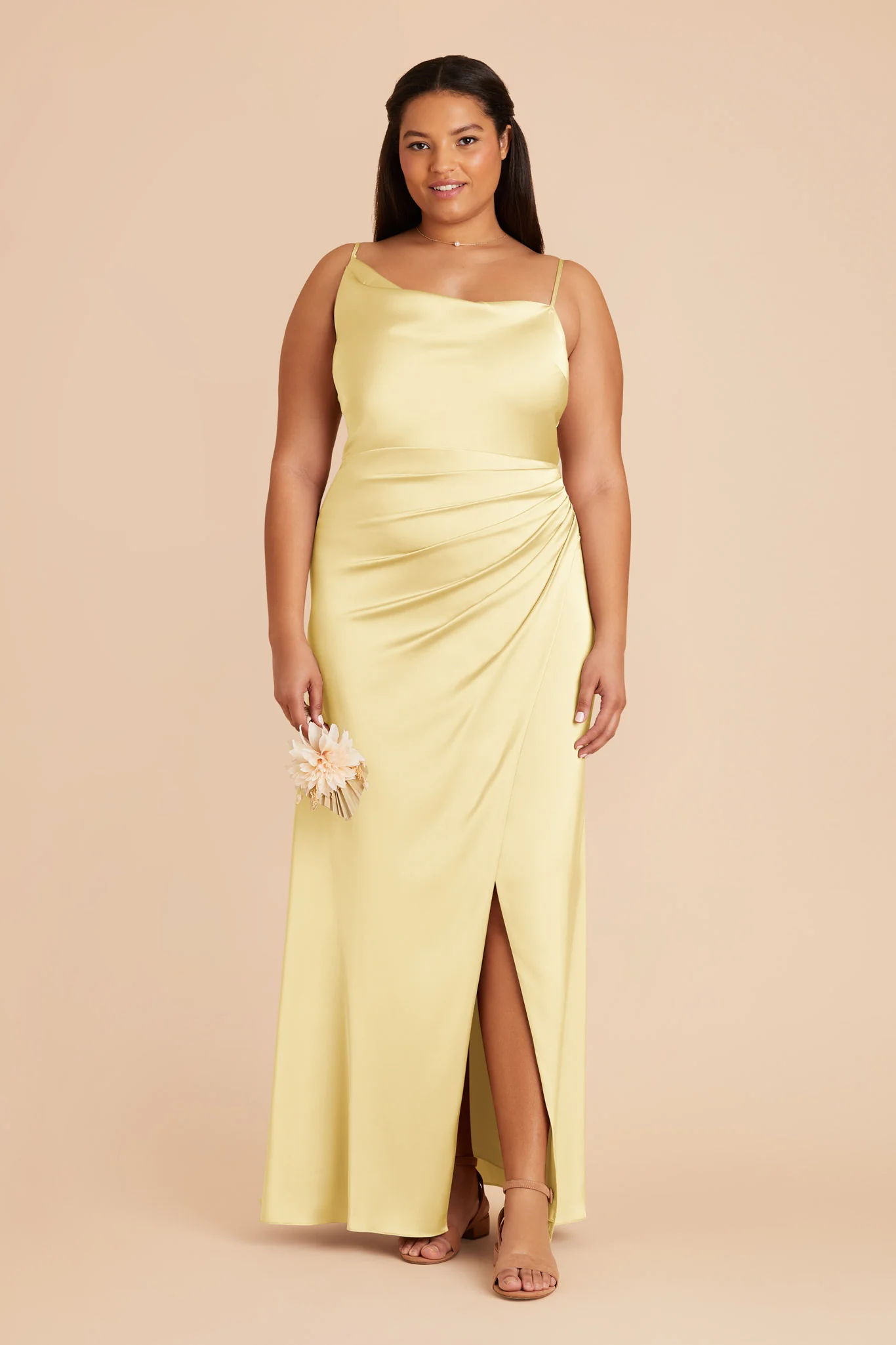Jennifer Matte Satin Dress - Lemon Sorbet - Image 7