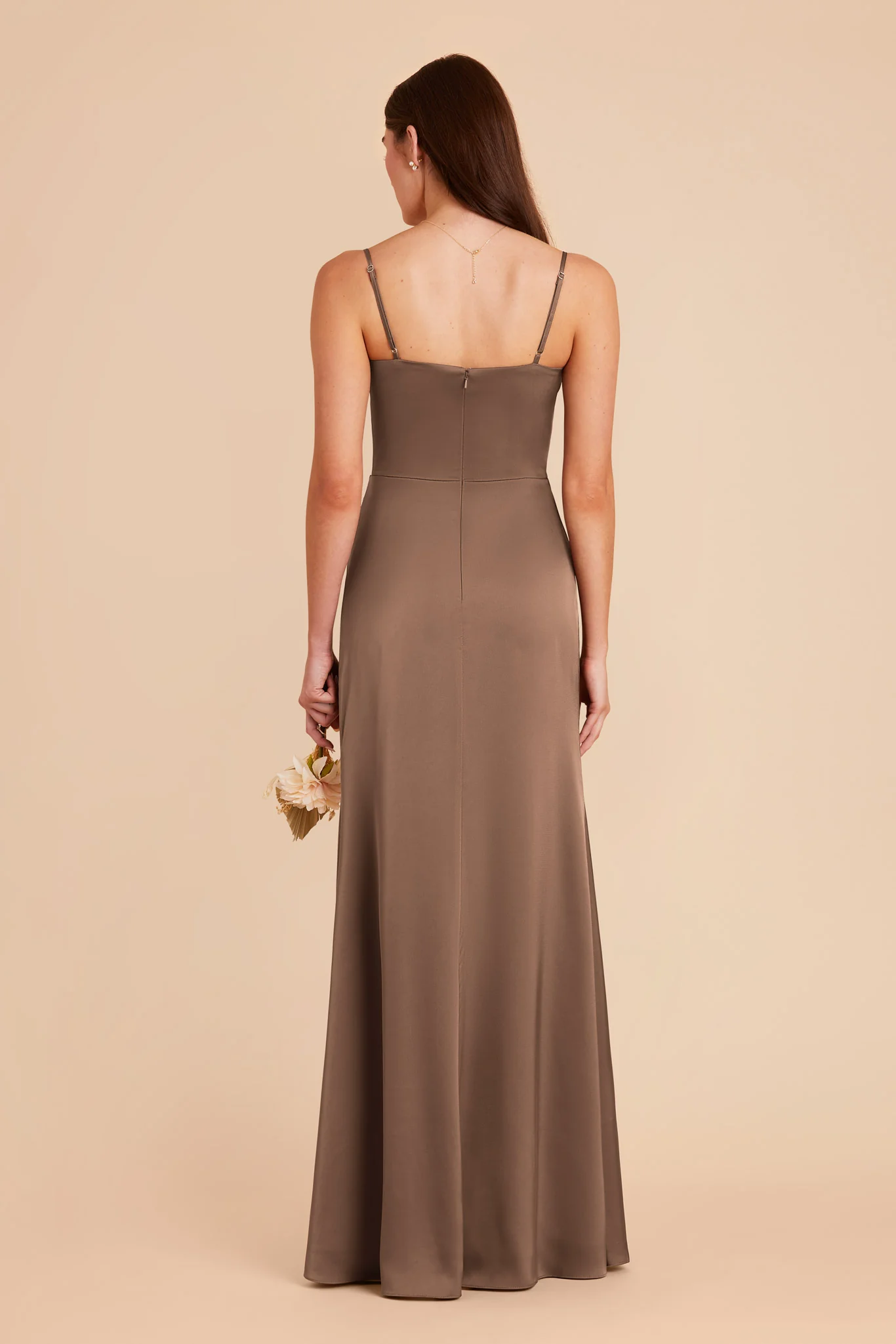 Jennifer Matte Satin Dress - Mocha - Image 6