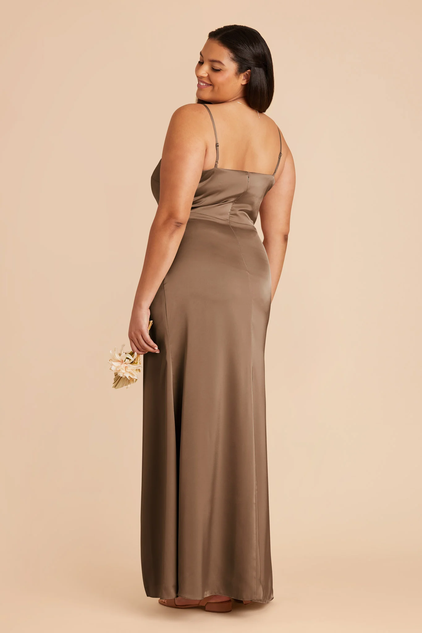 Jennifer Matte Satin Dress - Mocha - Image 8