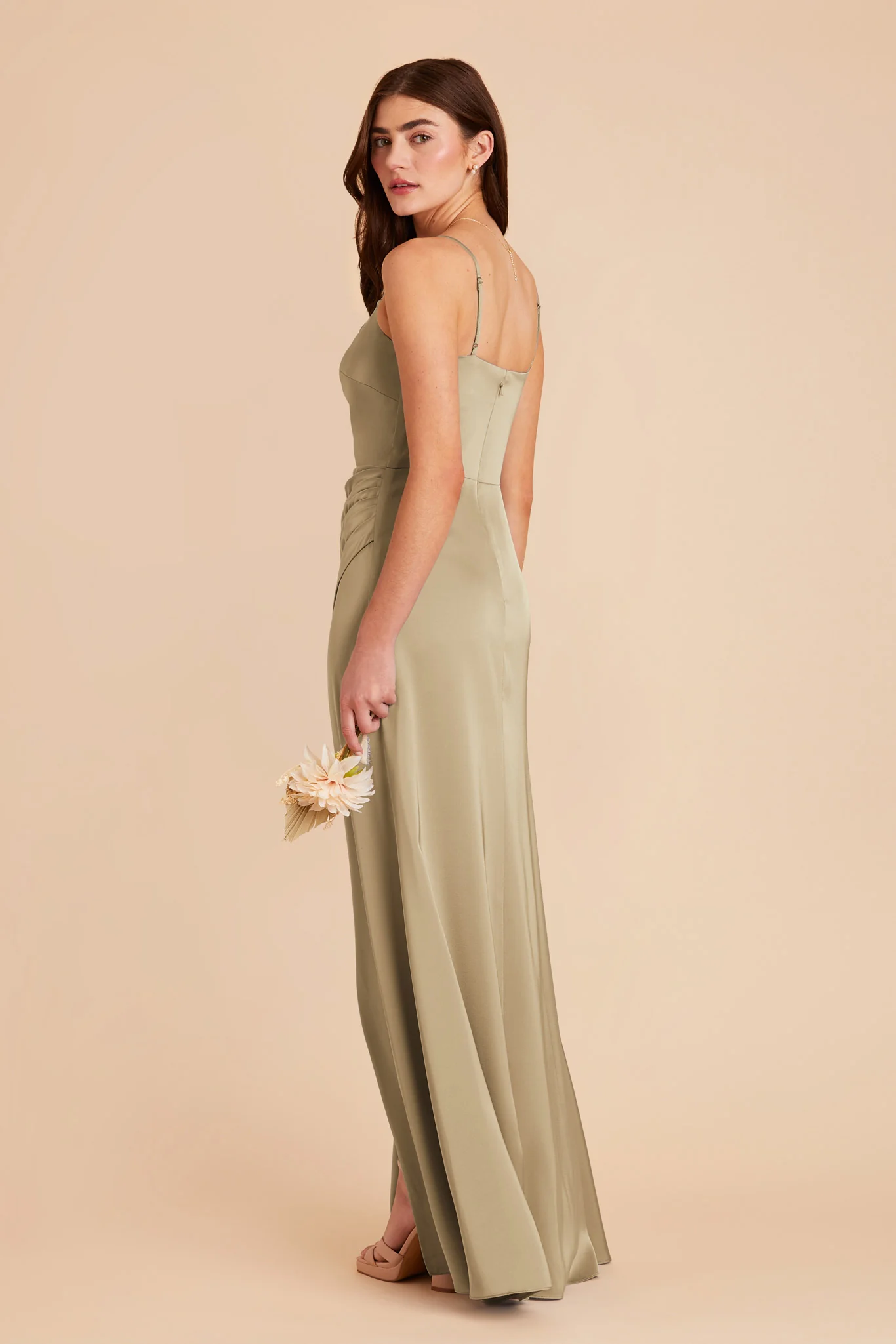 Jennifer Matte Satin Dress - Moss Green - Image 4
