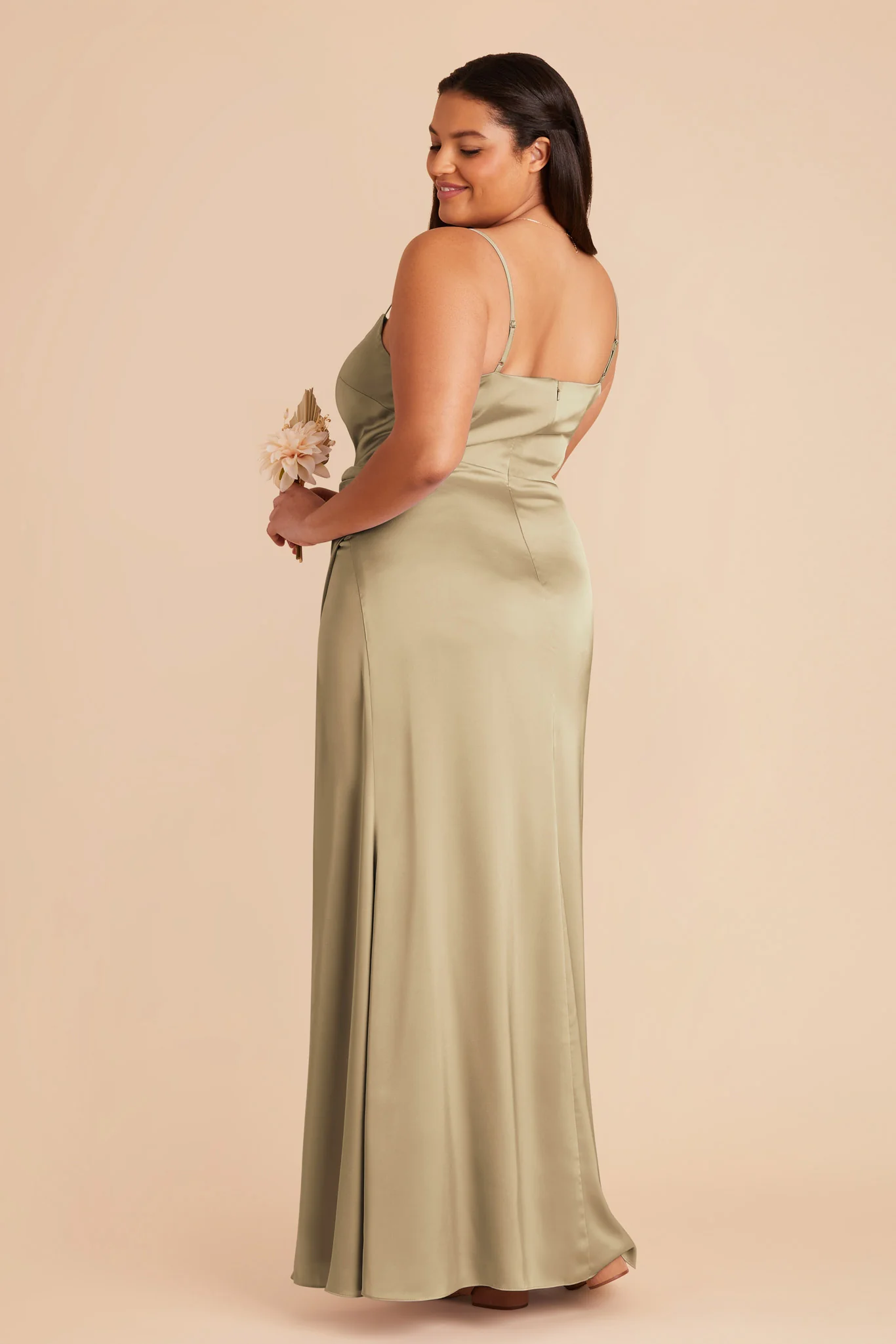 Jennifer Matte Satin Dress - Moss Green - Image 7