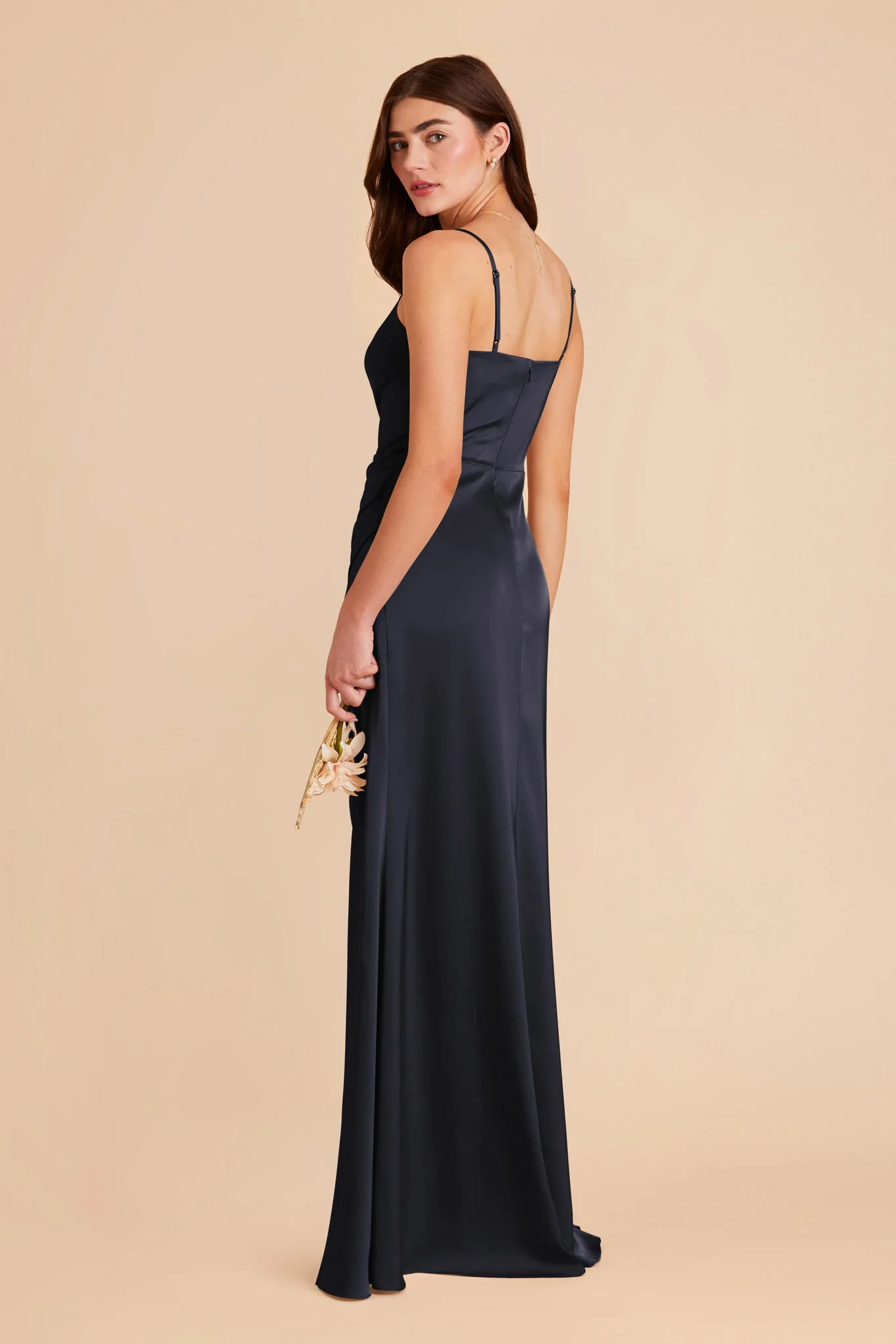 Jennifer Matte Satin Dress - Navy - Image 4