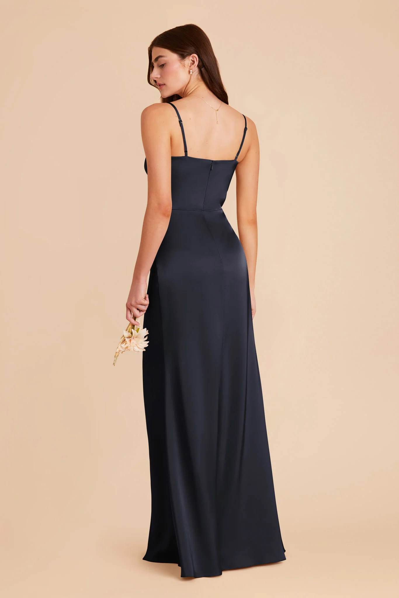 Jennifer Matte Satin Dress - Navy - Image 5