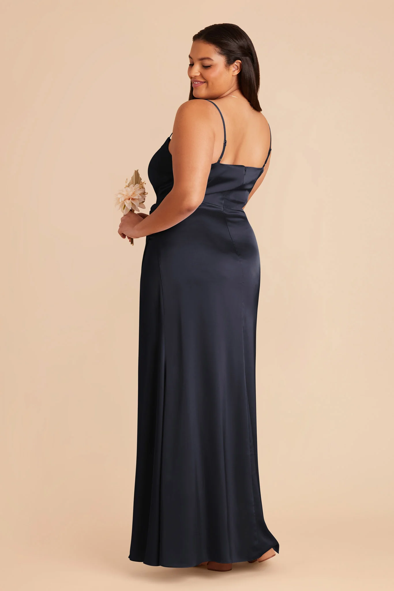 Jennifer Matte Satin Dress - Navy - Image 8